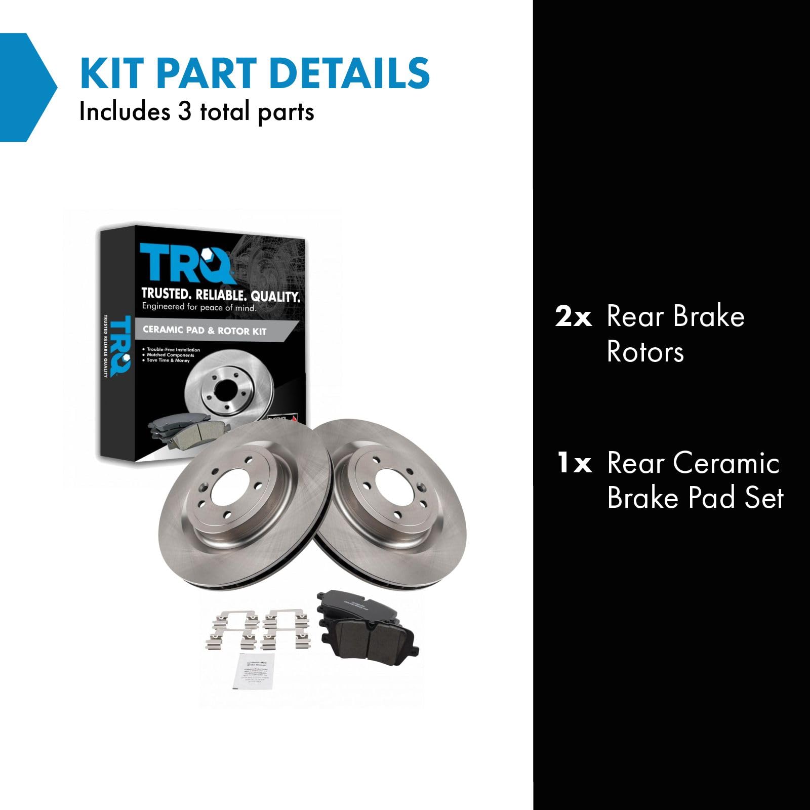 Trq Rear Brake Pad & Rotor Kit Brake Pads Brake Rotor Ceramic Compatible With 2017-2020 Land Rover Discovery 2014-2021 Range Rov