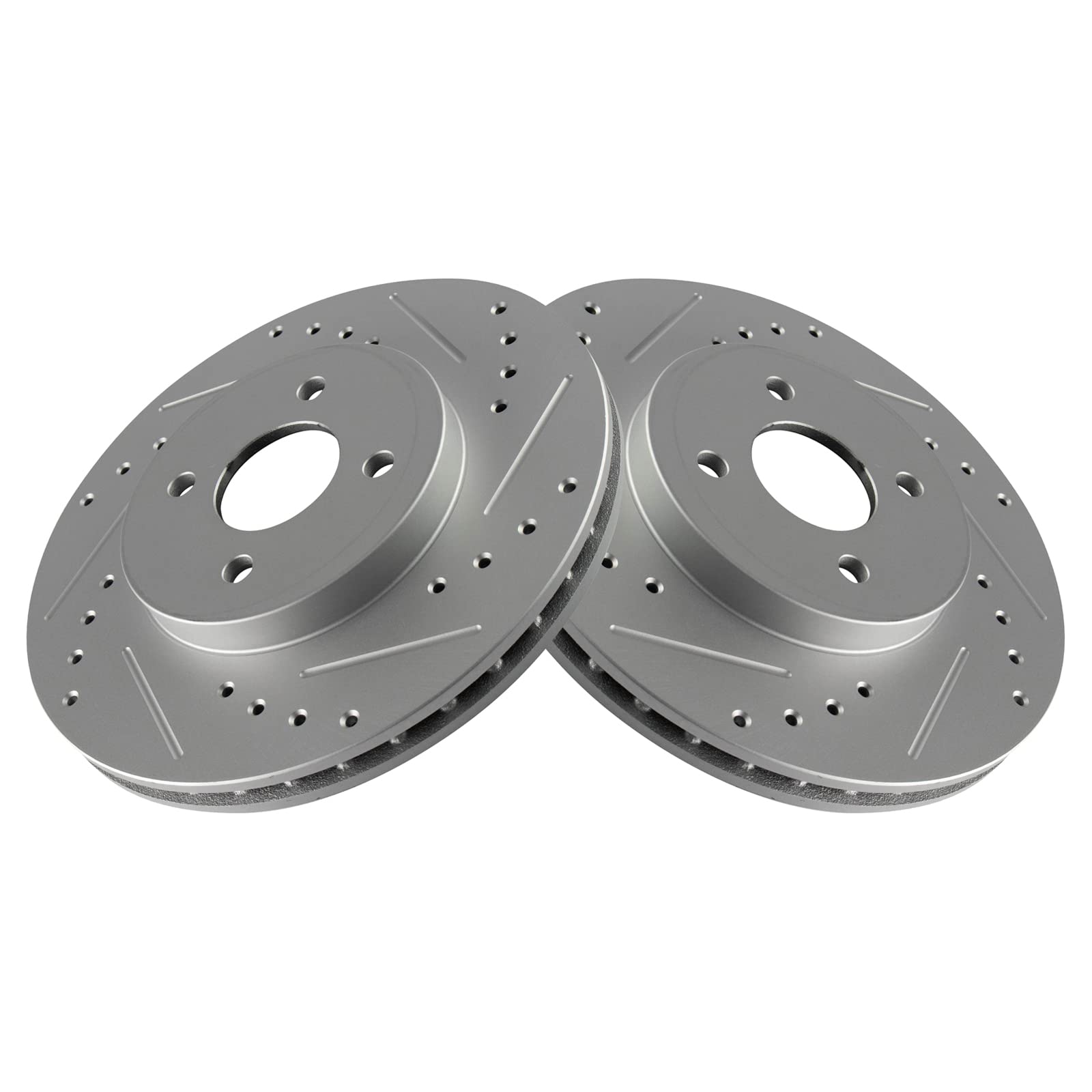 Trq Front Performance Brake Rotors Set Premium G-Coated Cross Drilled & Slotted Compatible With 2002-2004 Ford Focus