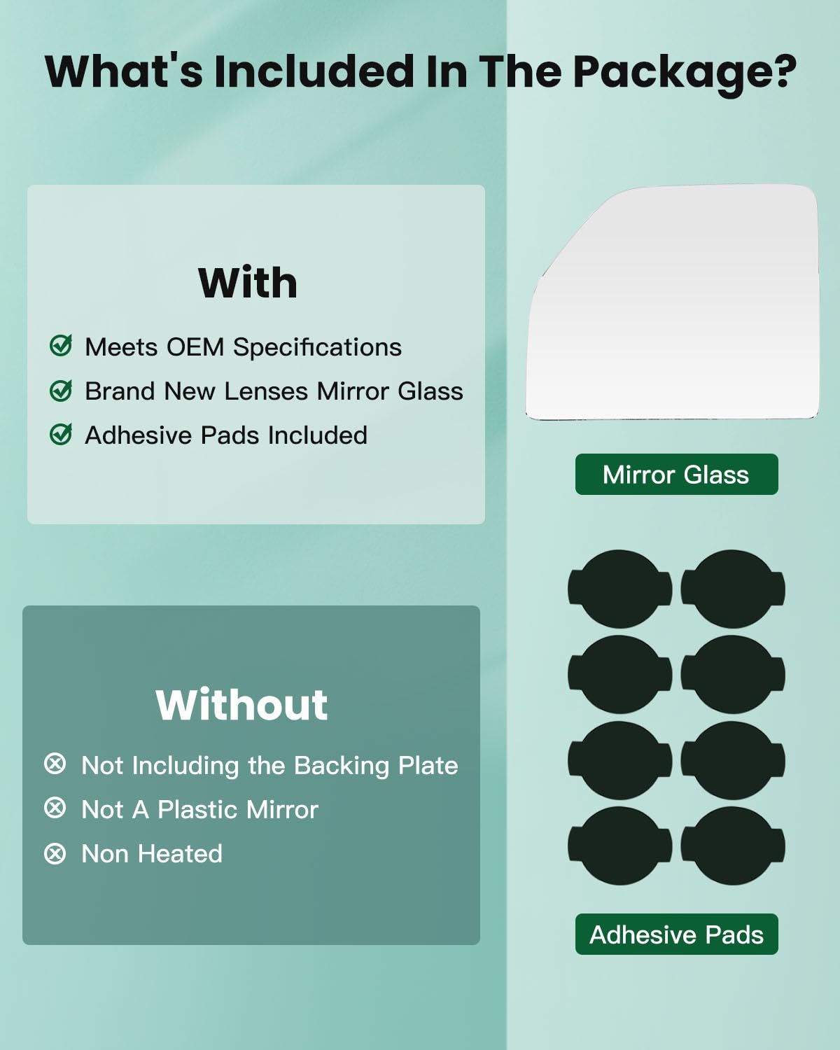 SCITOO Upper Flat Towing Mirror Glass Compatible with 1999-2007 For Ford F-250 F-350 F-450 F-550 Super Duty 2000-2005 For Ford F