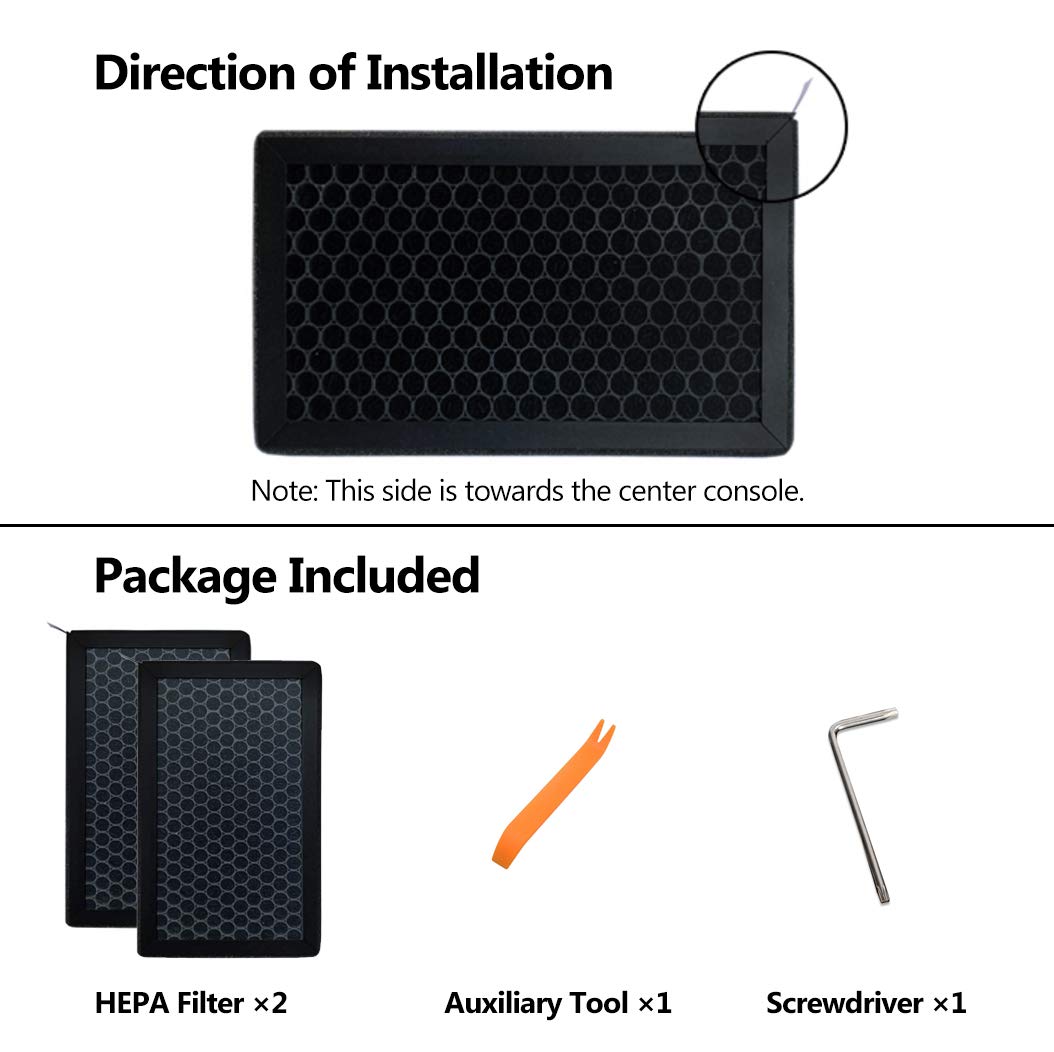 Xtechnor Tesla Model 3 Model Y Air Filter Hepa 2 Pack With Activated Carbon Cabin Air Filter Replacement (2016-2023)