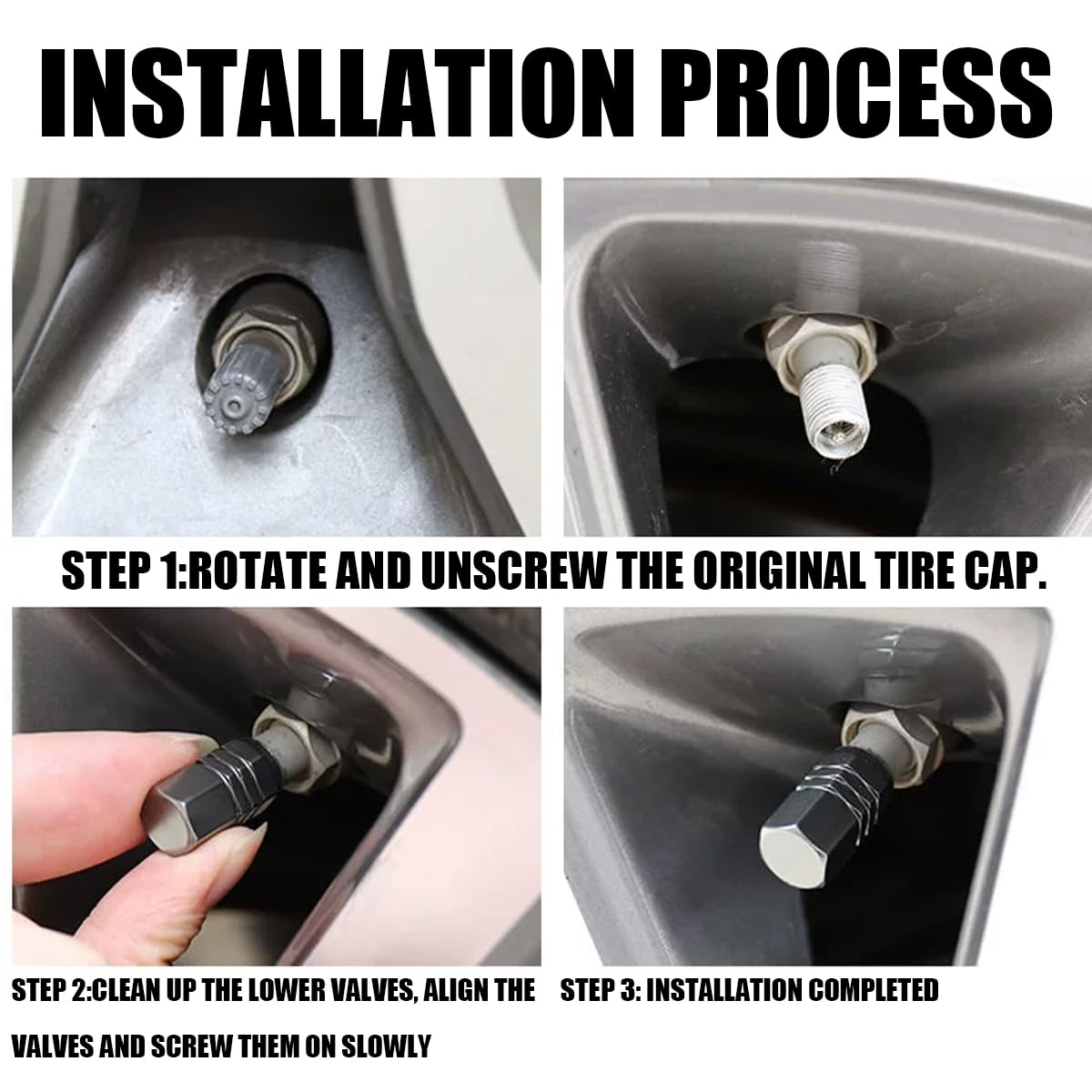 Osilly Car Tire Stem Valve Caps, 4 Pcs Aluminum Alloy Valve Stem Covers, Corrosion Resistant Leak-Proof Tire Cap Cover Accessori