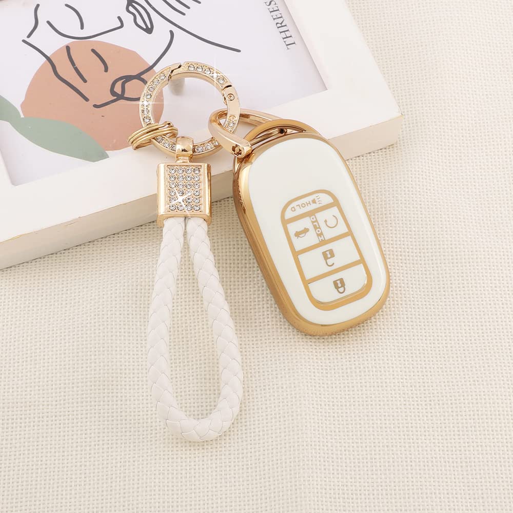 Pifoog Key Fob Cover Fit For Honda 2025 2024 2023 Crv Civic Accord Pilot Hrv 5 Button Car Smart Keys Shell Case With Bling Keych