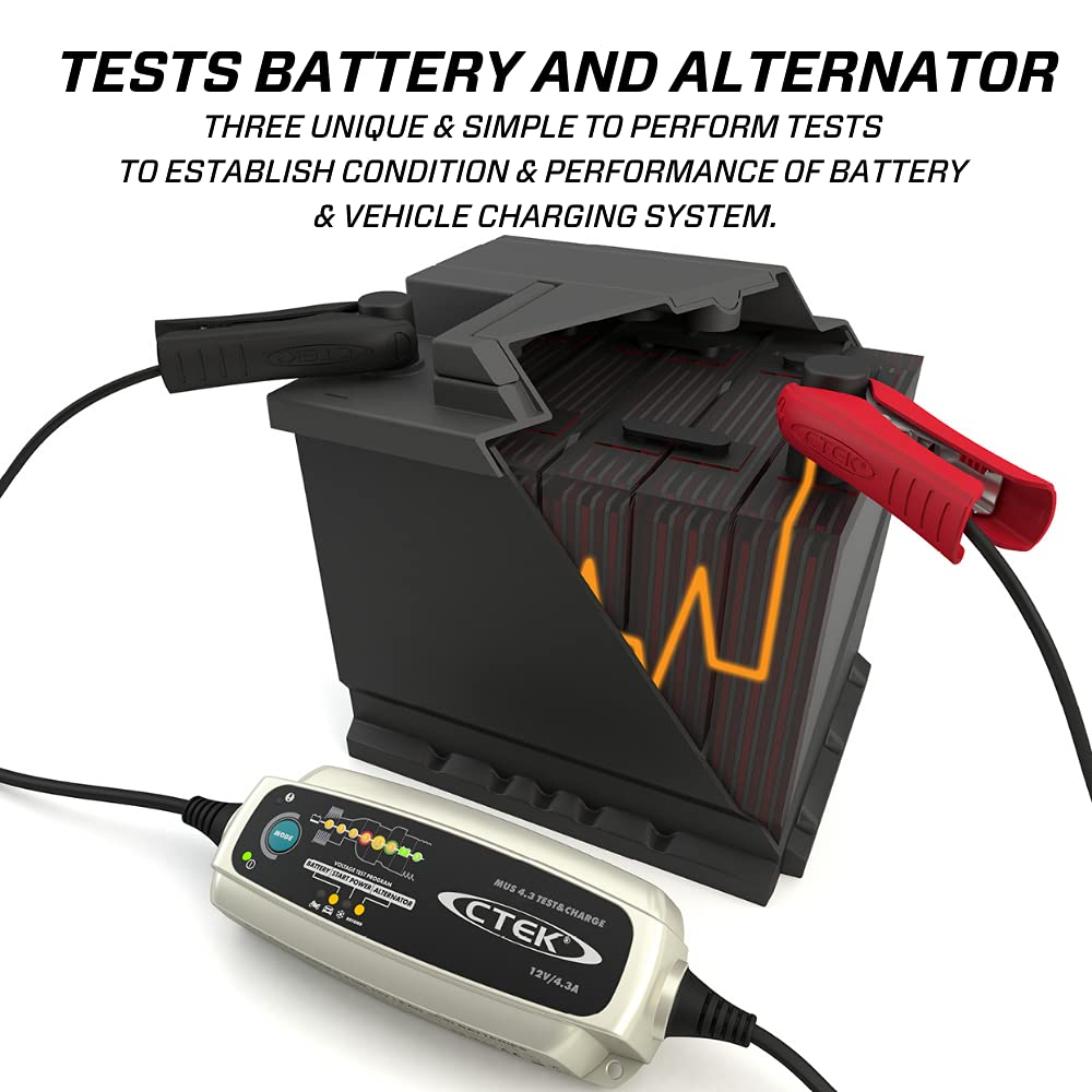 Ctek (56-959) Silver Mus 4.3 Test & Charge 12 Volt Fully Automatic Charger And Tester