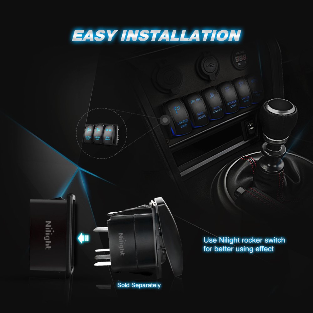 Nilight 90011C Rocker Panel Holder Kit Abs Plastic Black Automotive Mount Toggle Switch Housing (Pack Of 3), 2 Years Warrant