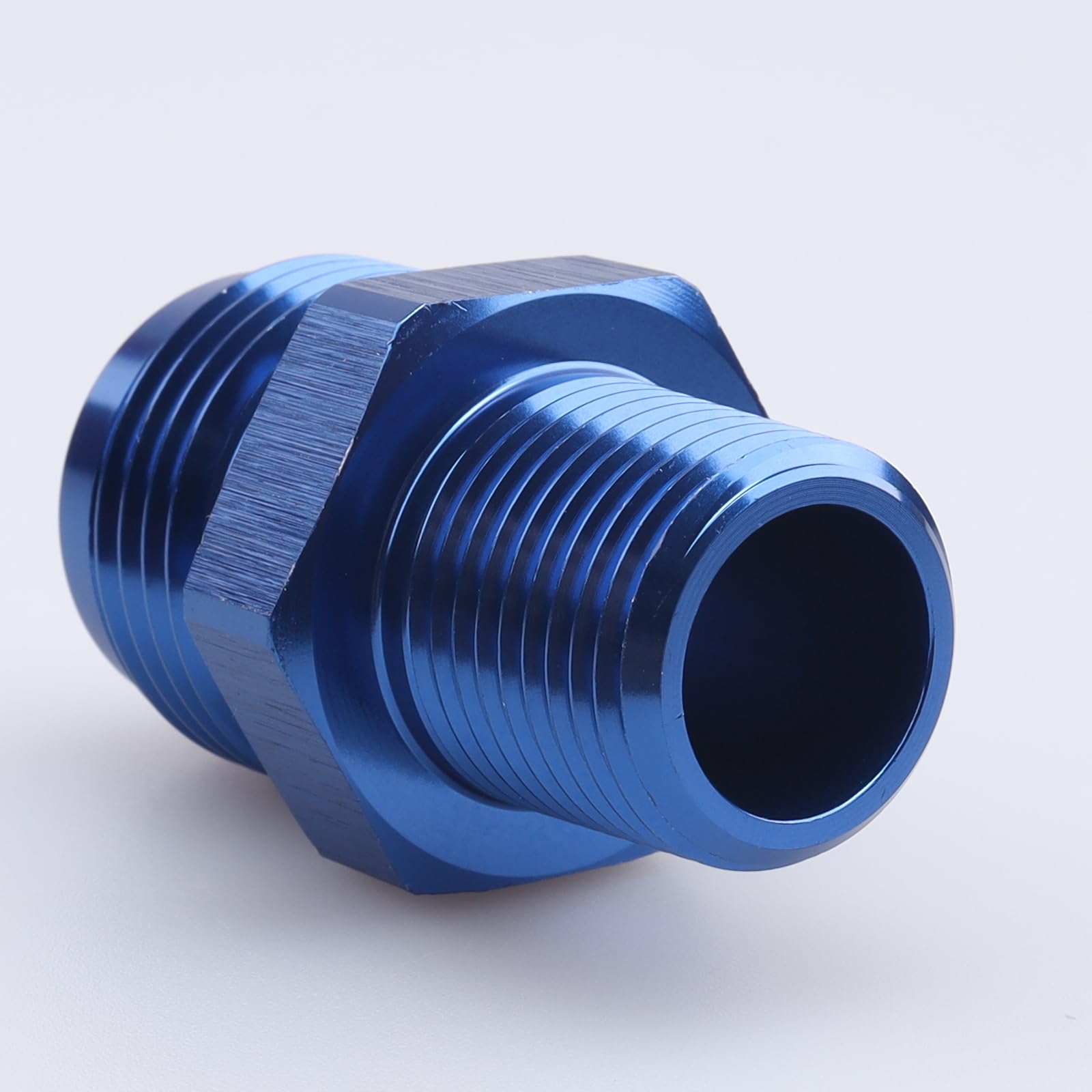 Ac Performance Male 3/8'' Npt To -10 An Flare Adapter Straight Aluminum Blue