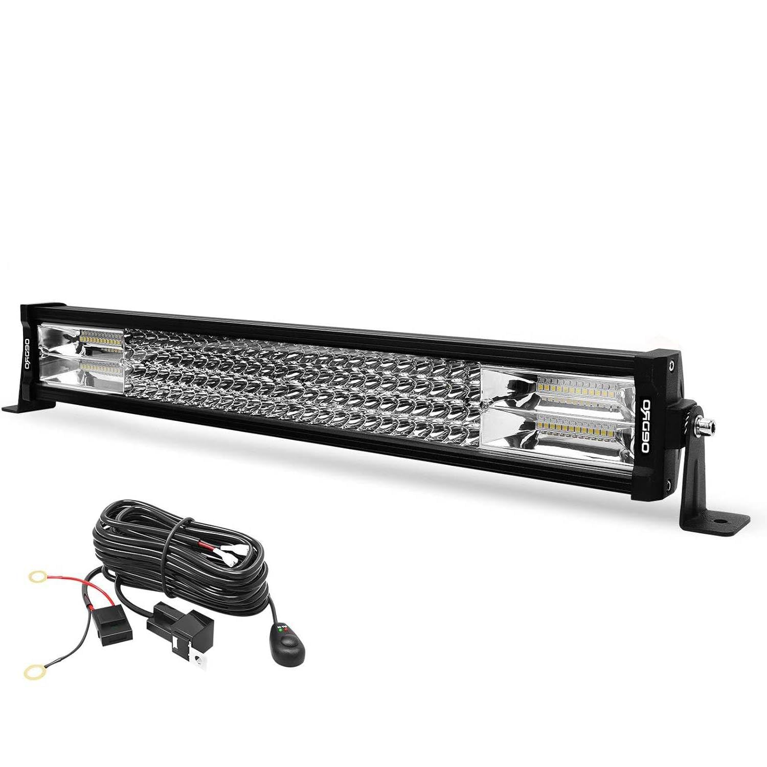 Oedro Led Light Bar 22 Inch 520W 36400Lm Quad-Rows Spot Flood Combo Led Lights Work Lights+Wiring Harness Ip68 Grade Off Road Li