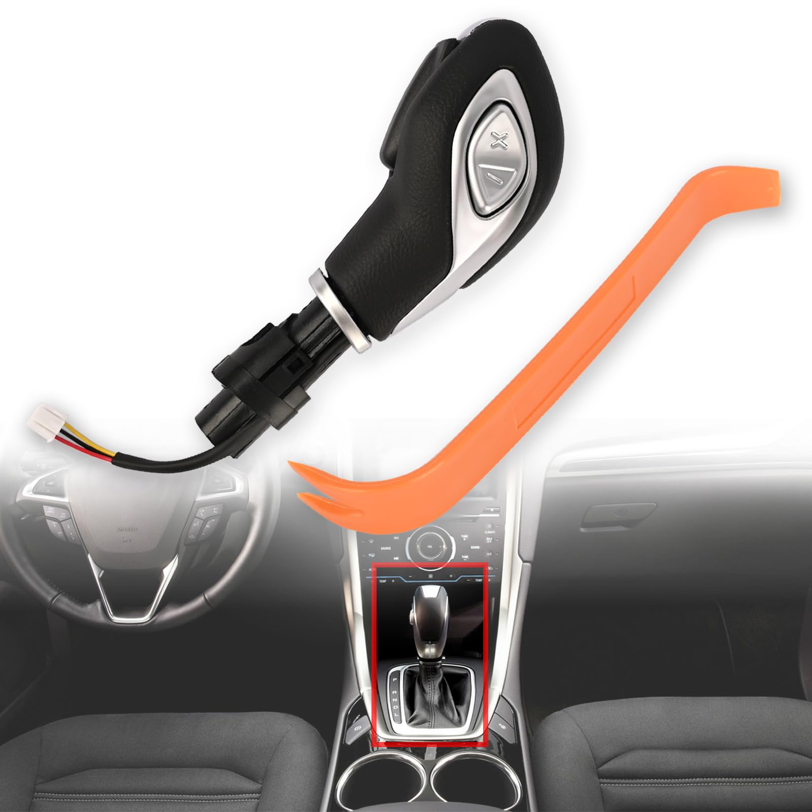 Magimaker Automatic Gear Shift Knob Handle With Button Dg9Z-7213-Ea For Ford Fusion 2013-2016 / Transit 2015-2020 Gear Shifter L