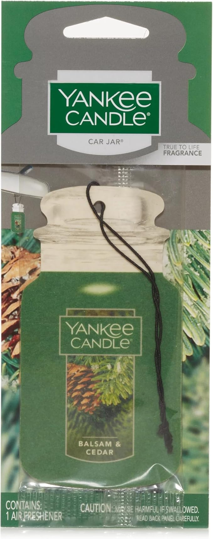 Yankee Candle Paper Car Jar, Balsam & Cedar (Pack Of 1)