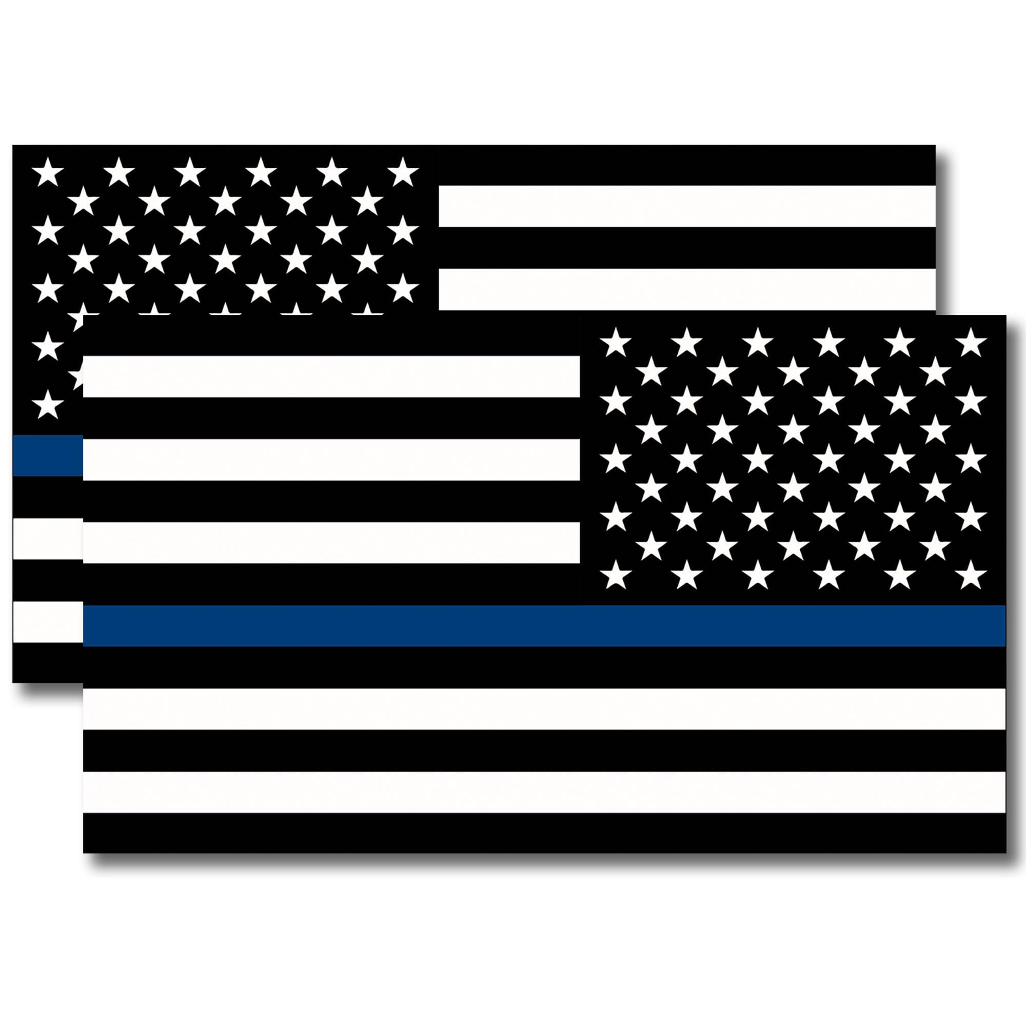 Magnet Me Up Thin Blue Line American Flag And Reversed Thin Blue Line American Flag Magnet Decal, 7X12 Inches, Opposing 2 Pack,