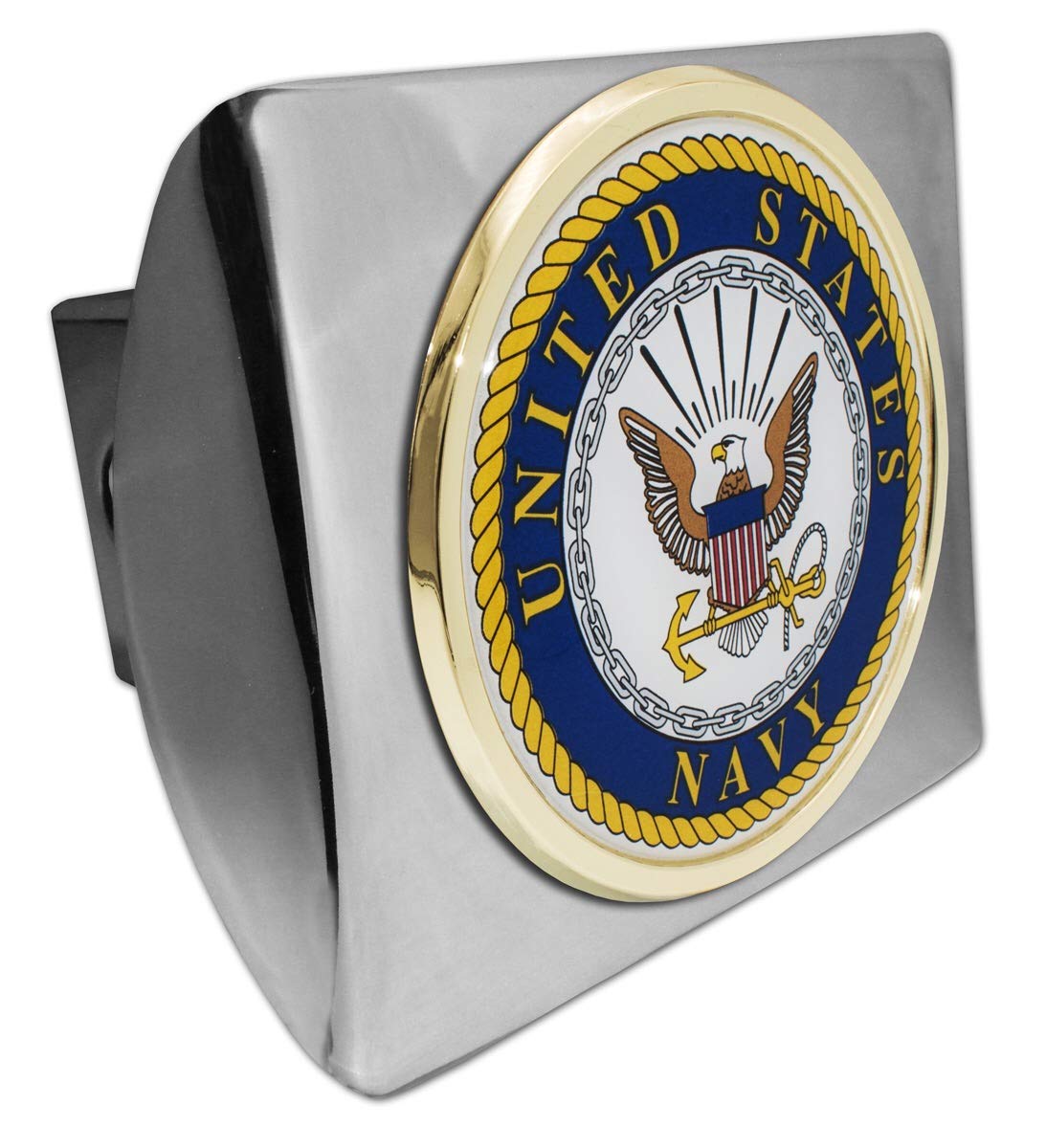 US Navy METAL emblem on chrome METAL Hitch Cover