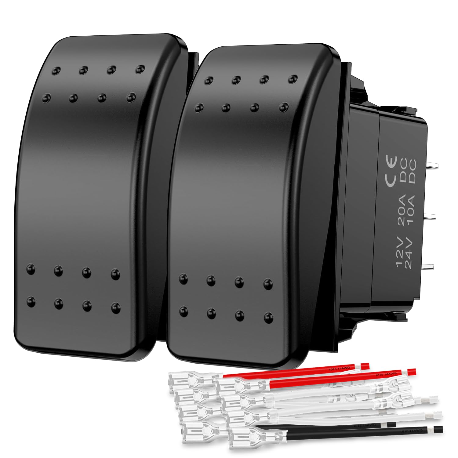 Nilight 2 Pack Momentary Rocker Switches 6 Pin Waterproof On Off On Dpdt Toggle Switch 20A/12V 10A/24V With Jumper Wires Set For