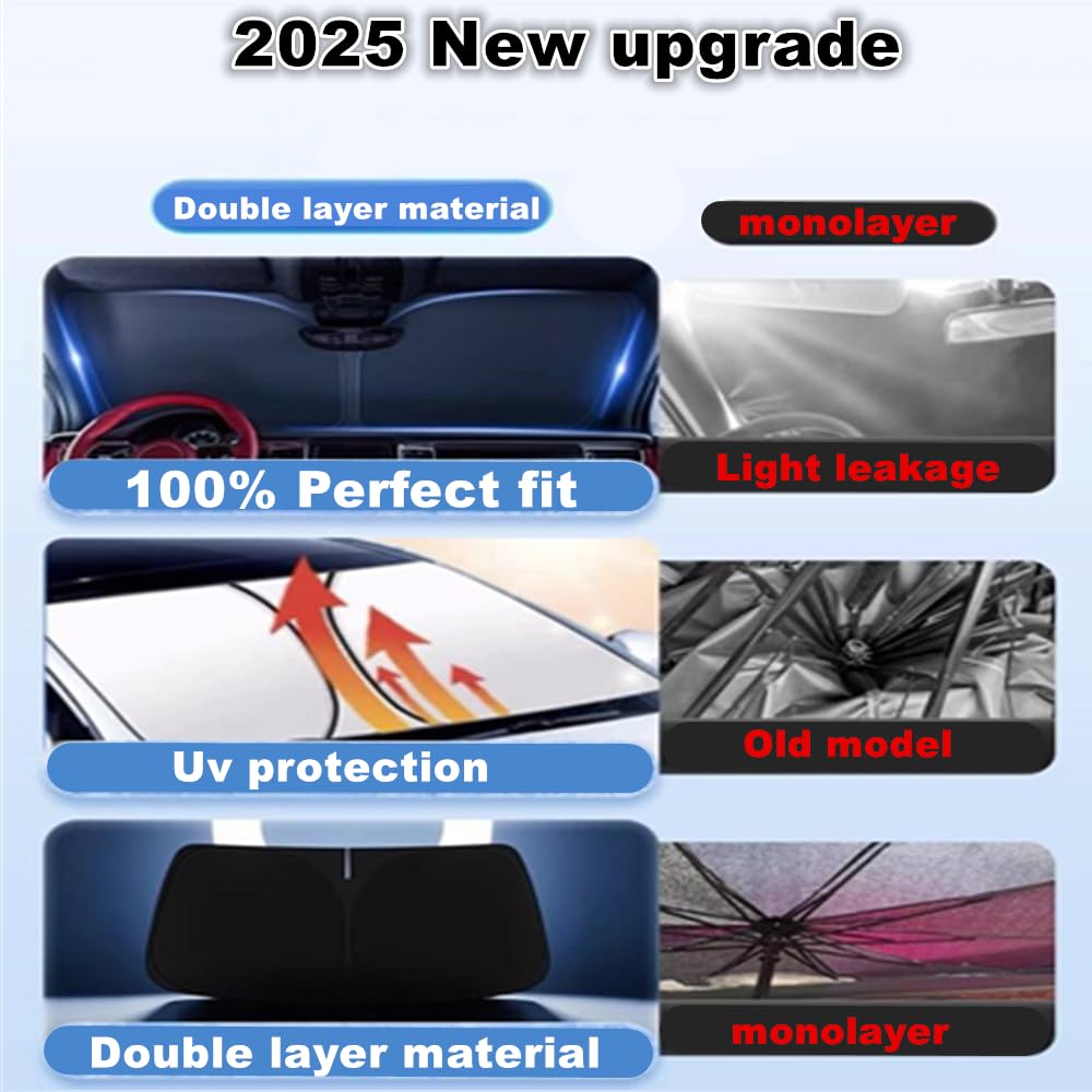 Windshield Sun Shade for Toyota CHR 2018-2023 CH-R Sunshade 240T Reflective Fabric Double-Layer Design Window Cover Sun Visor Fo