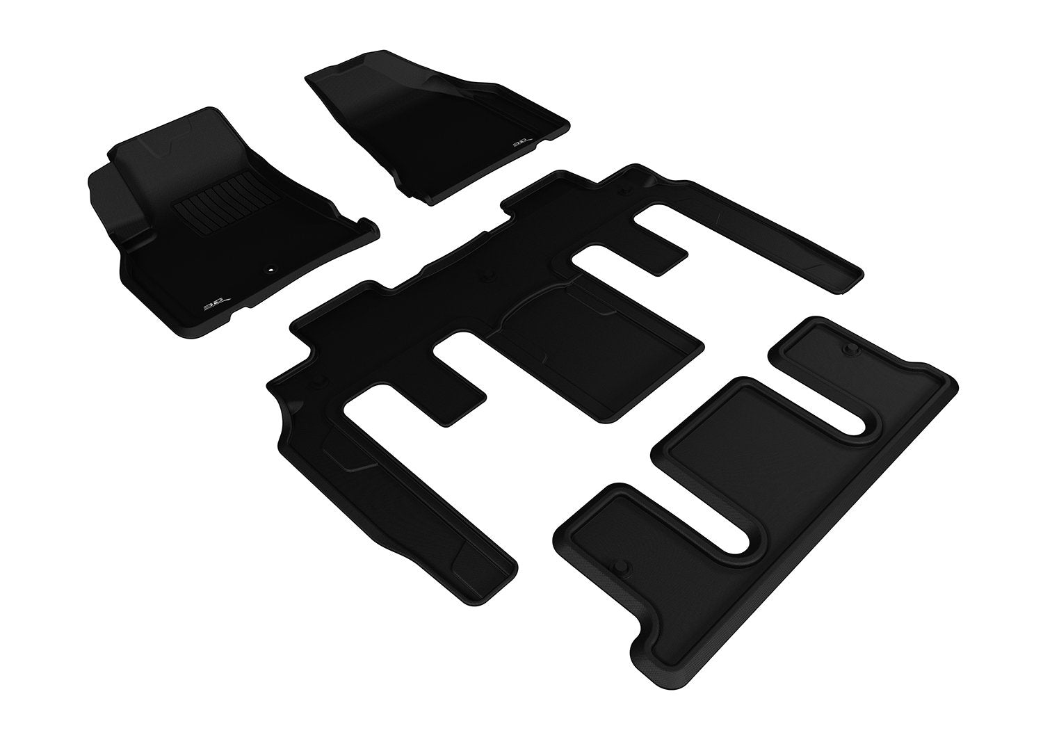 3D Maxpider Custom Fit Kagu Floor Mat (Black) Compatible With Gmc Acadia 2007-2016 / Acadia Limited 2017 - R1 R2 R3 (Bucket Seats)