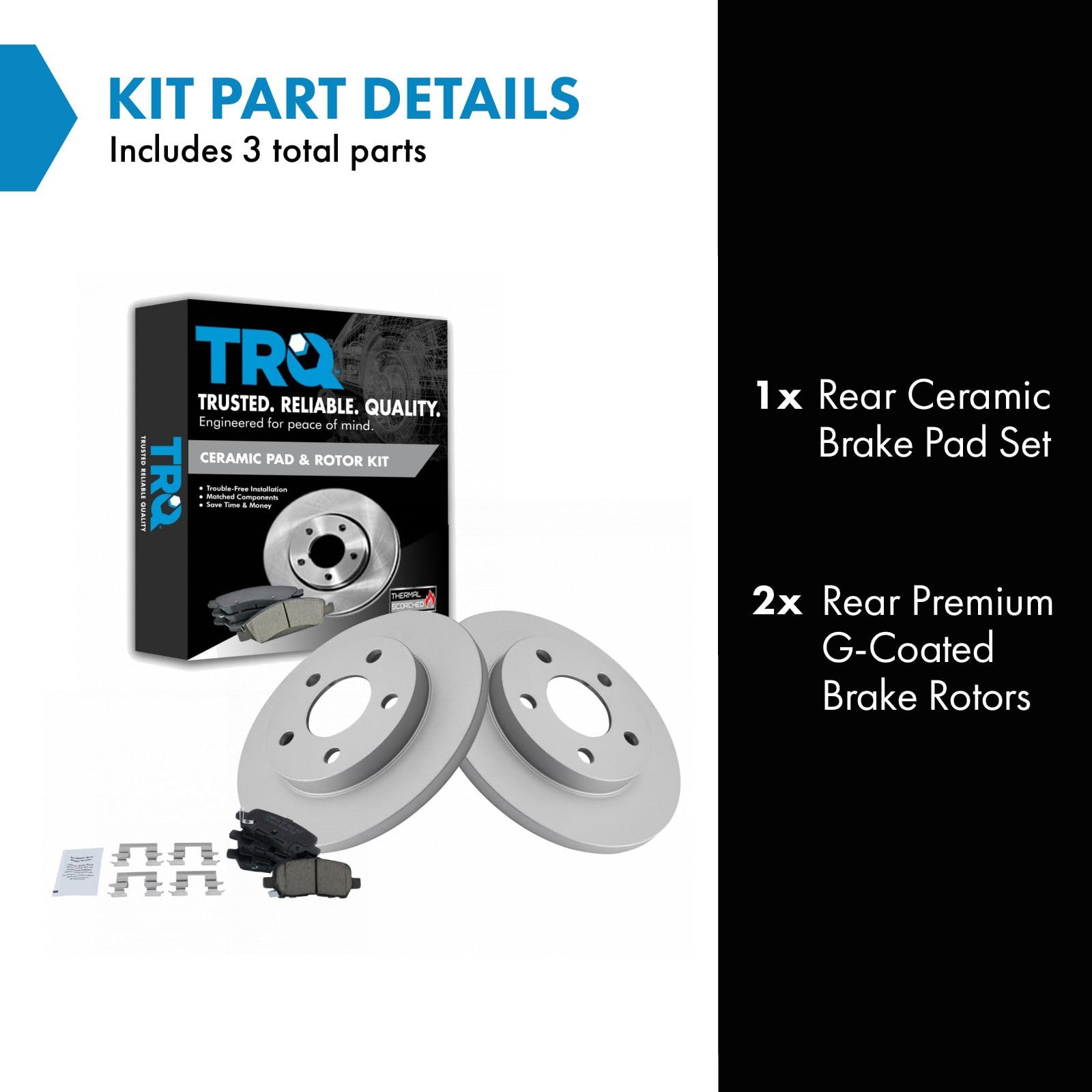 Trq Rear Ceramic Disc Brake Pads & G-Coated Rotors Kit For Buick Chevy Pontiac