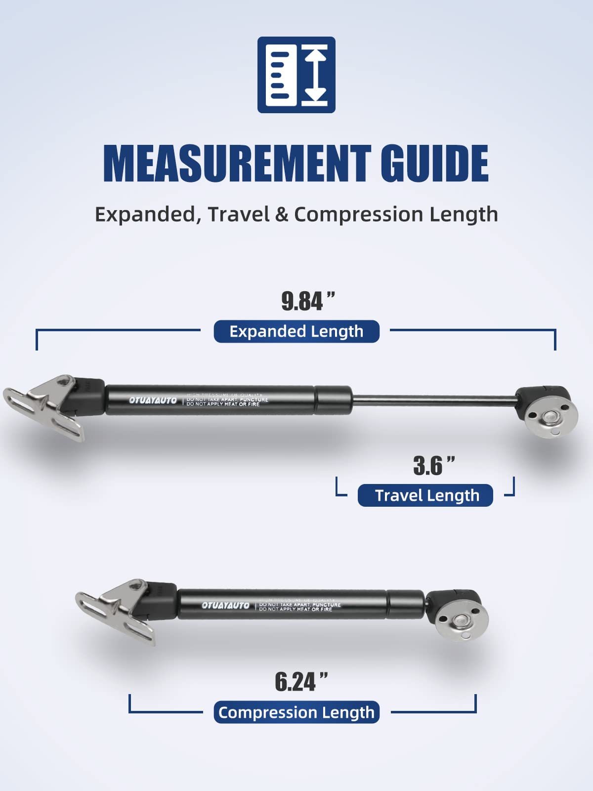 Otuayauto 10 Inch Gas Strut - 100N/22.5Lbs Universal Lift Support - For Truck Pickup Tool Box Lid,Rv Bed Platform, Floor Hatch, Lightweight Cabinet Door, Camper Shell (Come With 4 Mounting Brackets)