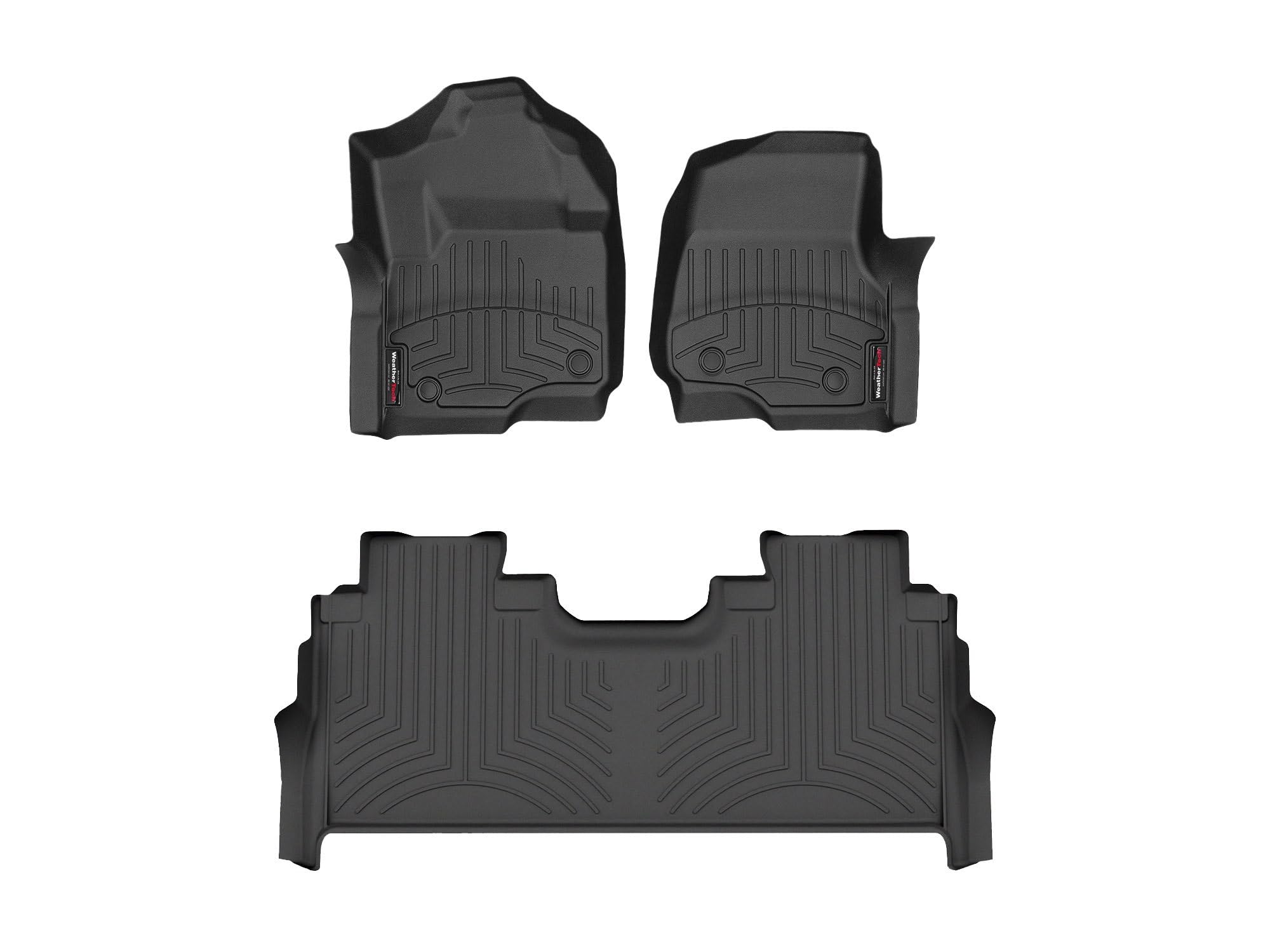 WeatherTech Custom Fit FloorLiners for Ford Super Duty (SuperCrew, Bucket Seats) W/Fold Flat Storage, No Mini Console - 1st & 2n