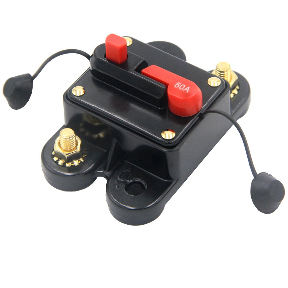 Zookoto 50 Amp Circuit Breaker, Fuse Holder 50A Trolling Motor Auto Car Marine Boat Bike Stereo Audio Terminal Inline Fuse Inverter With Manual Reset 12V-24V Dc