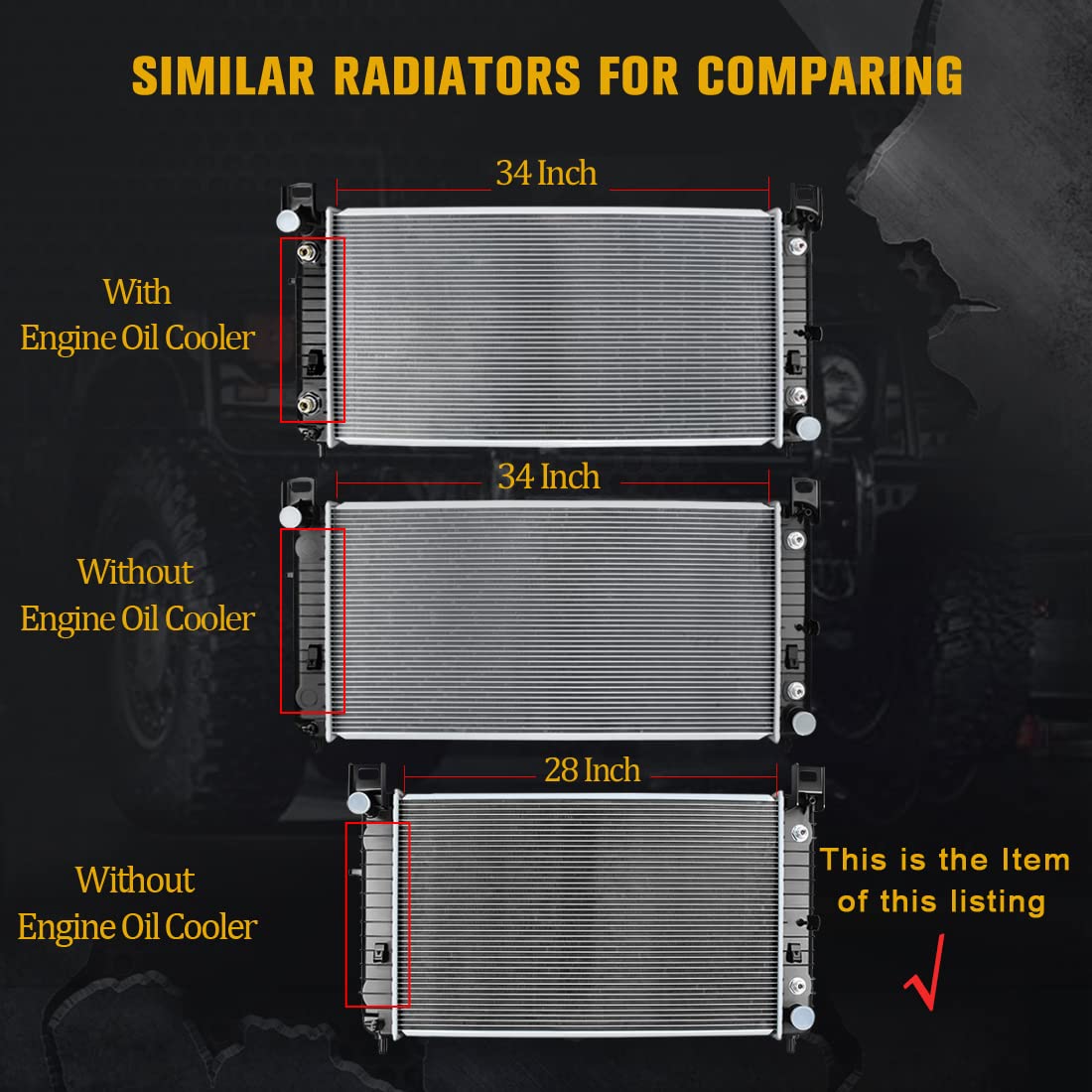 Dwvo Radiator Compatible With 28'' Core Radiator Compatible With 1999-2013 Chevy Silverado 1999-2007 Sierra Tahoe Yukon 2000-200