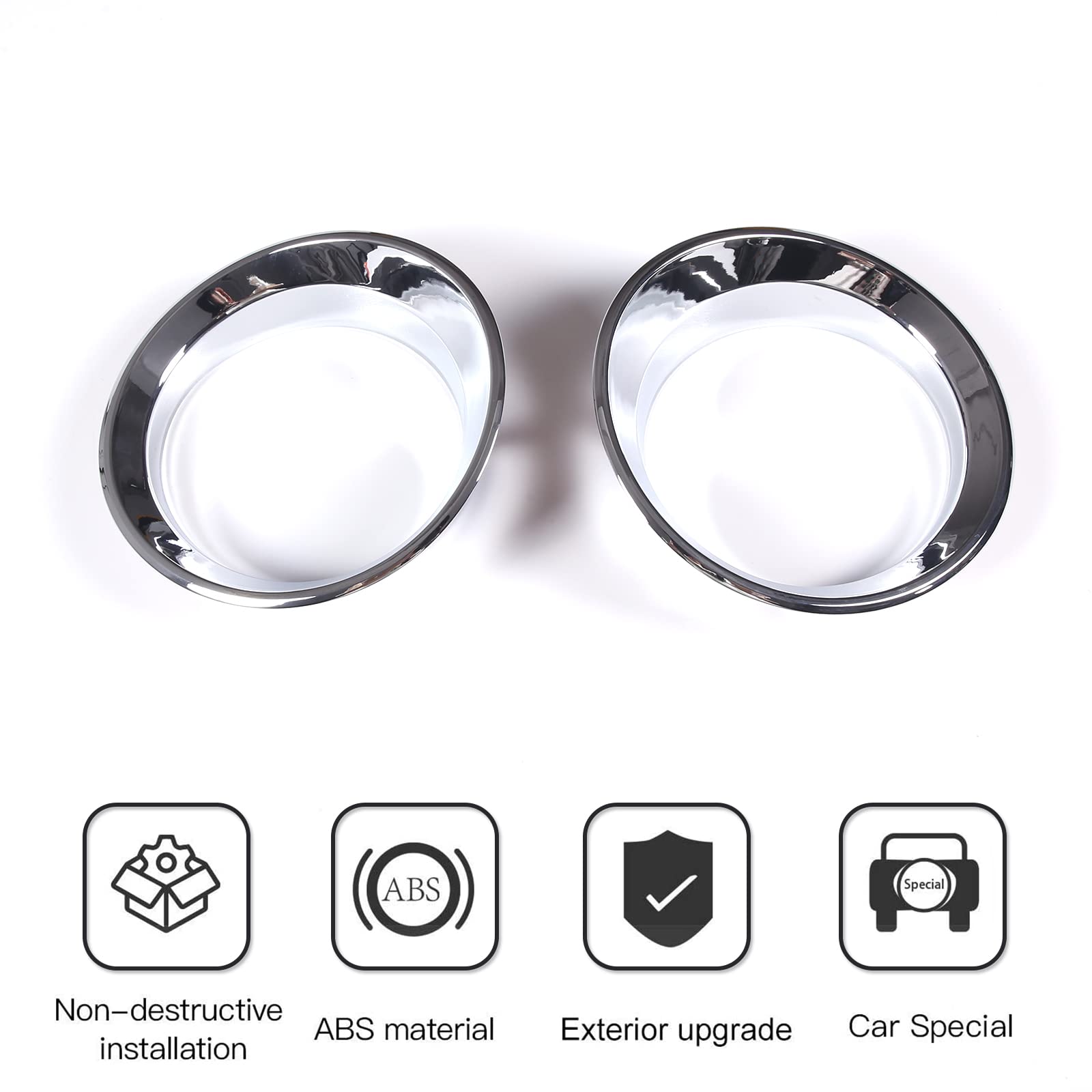 Piugilh Front Bumper Driving Fog Light Lamp Ring Bezels Covers Fit For 2005-2009 Hummer H3,Front Fog Lamp Light Cover Trim Frame Car Accessories