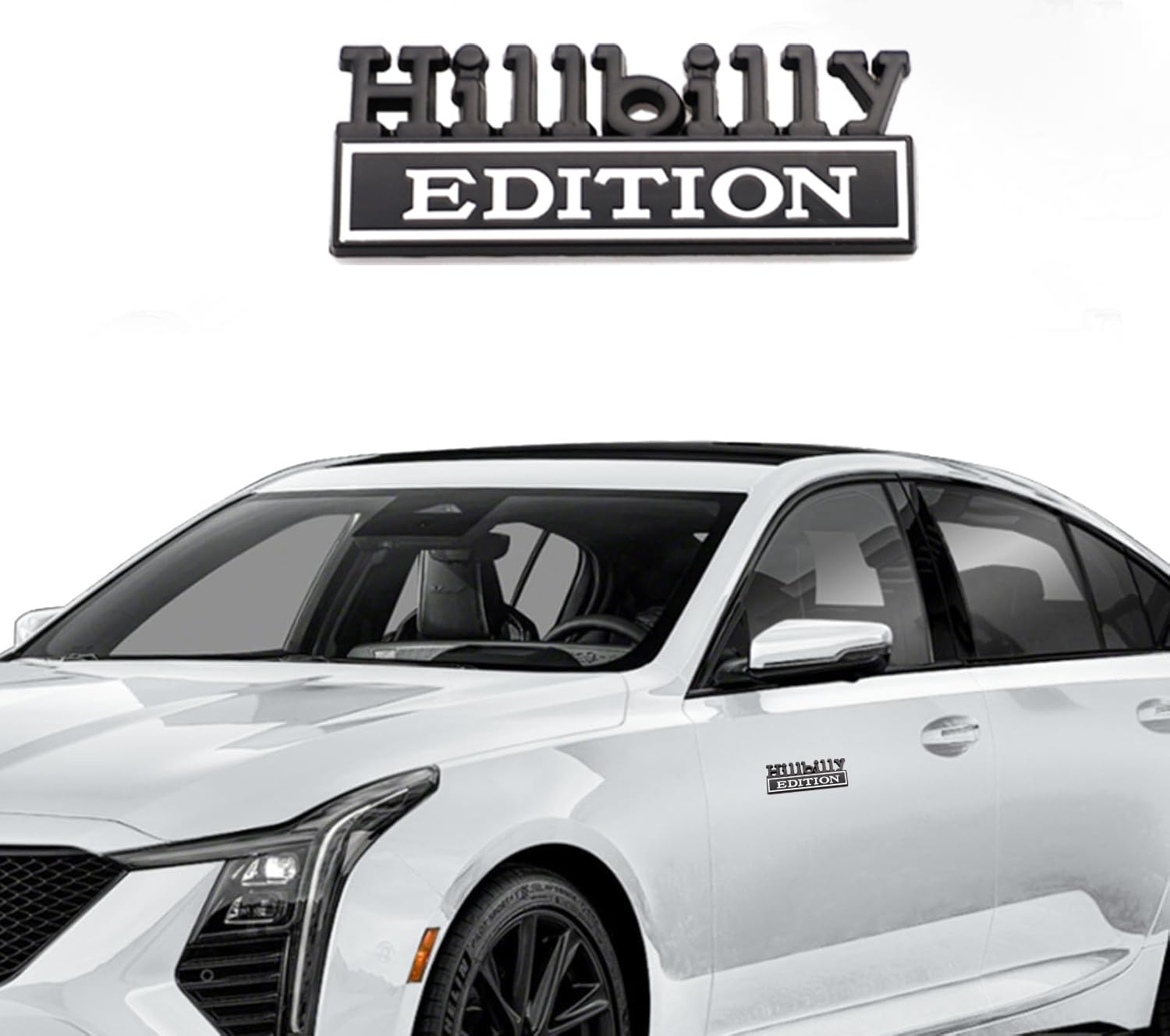 CARRUN 2 Pcs Hillbilly Edition Emblem Car Side Rear Front Hood Trunk Door Badge 3D Decal Sticker Fit for Truck SUV (Hillbilly, B