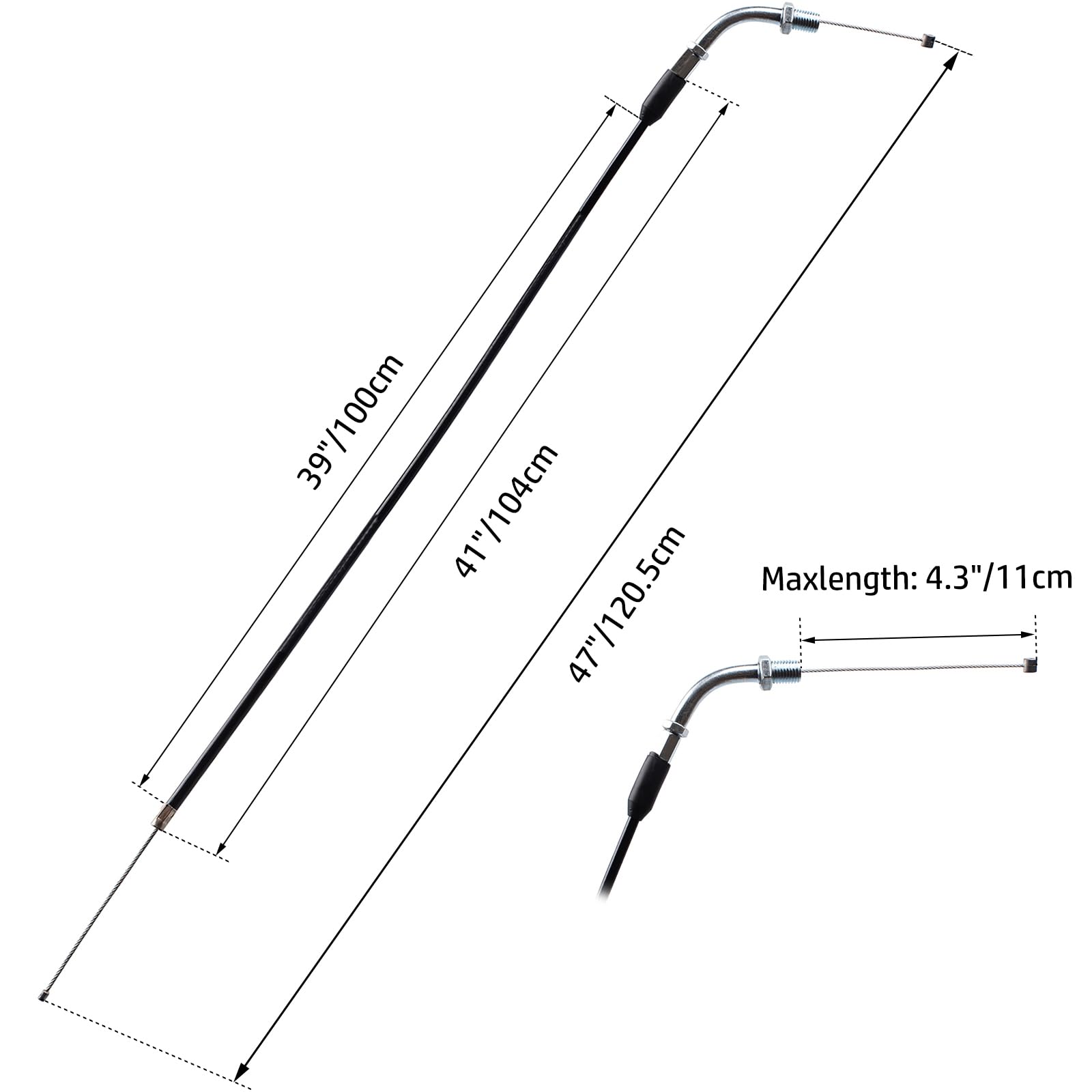 Royitay Twist Throttle Handle Grips,48' Bent Throttle Cable Replacement For 50 110 125 150 250Cc Mb165 Mb200 Pit Dirt Bike Baja Warrior 200Cc Taotao Quad Honda Xr200R Coleman Ct200U Mini Bike Scooter
