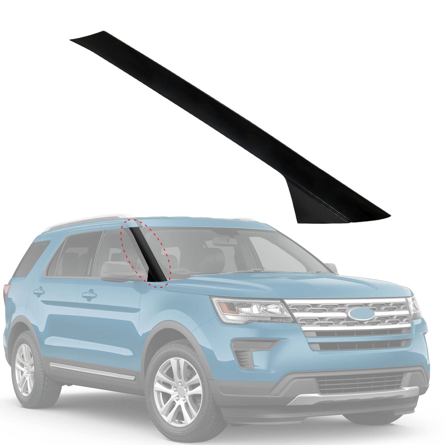 Carmocar A-Pillar Front Molding Windshield Outer Trim Right (Passenger Side) Replacement For Ford Explorer 4 Door Utility 2011-2
