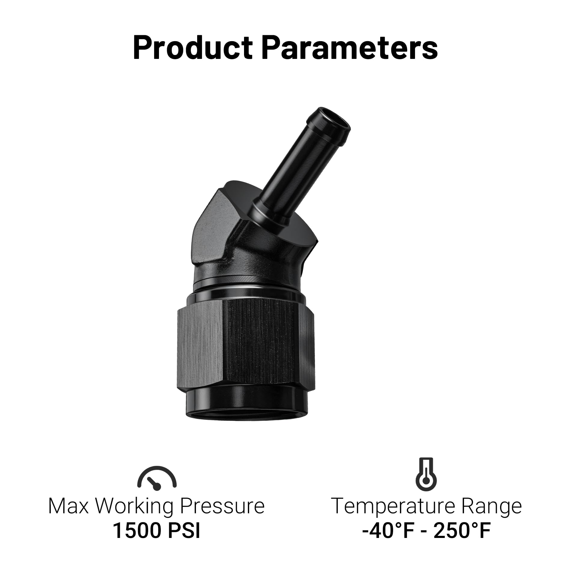 EVIL ENERGY 10AN Female to 5/16'' Barb Hose Fitting 45 Degree Swivel 2PCS
