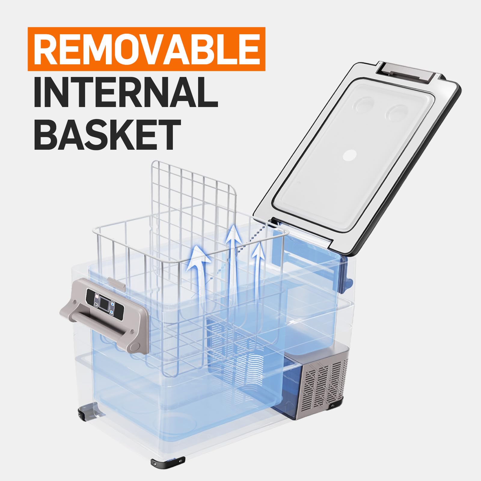 Euhomy 12 Volt Refrigerator, 59Qt(55L) Electric Cooler, 12V Fridge App Control, 12V Cooler -4?~68?, Portable Freezer 12/24V Dc 110-240V Ac For Camping, Travel, Truck, Home