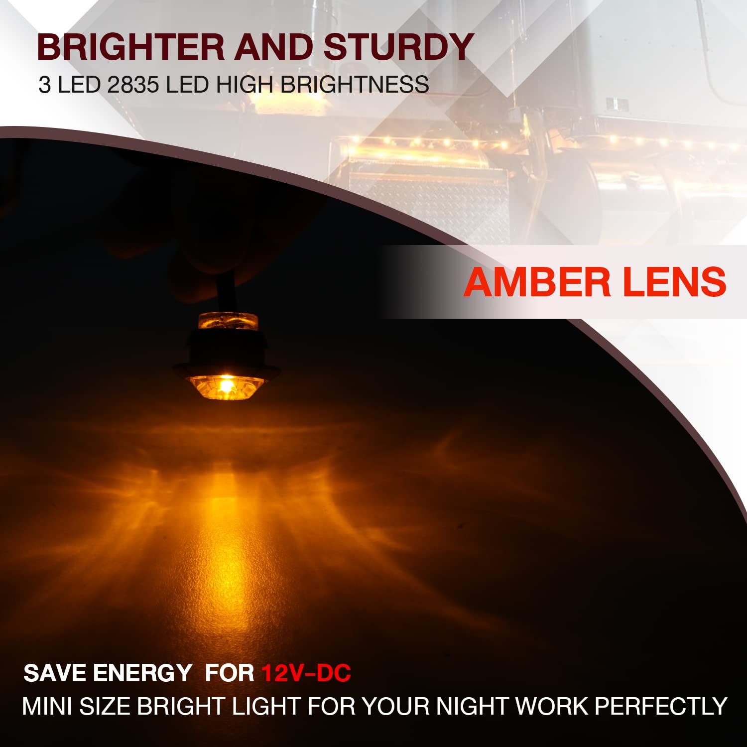 Tmh 3/4 Inch Mount 10 Pcs Amber Led Clearance Bullet Side Led Marker Lights For Trailer Truck Rv Car Bus Van (Pack Of 10)