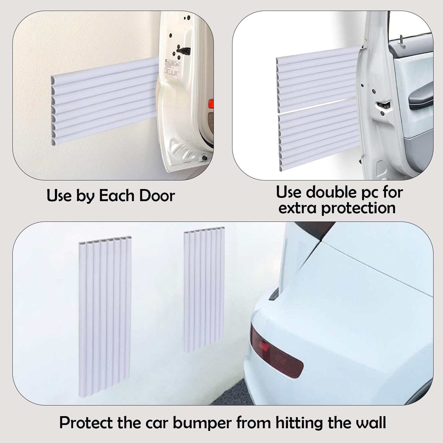 Rubber Bond Garage Wall Protectors 8 Pack - 4x15 Inches Strong Self-Adhesive Rubber Bumper Protectors for Garage Walls - Anti-Sc