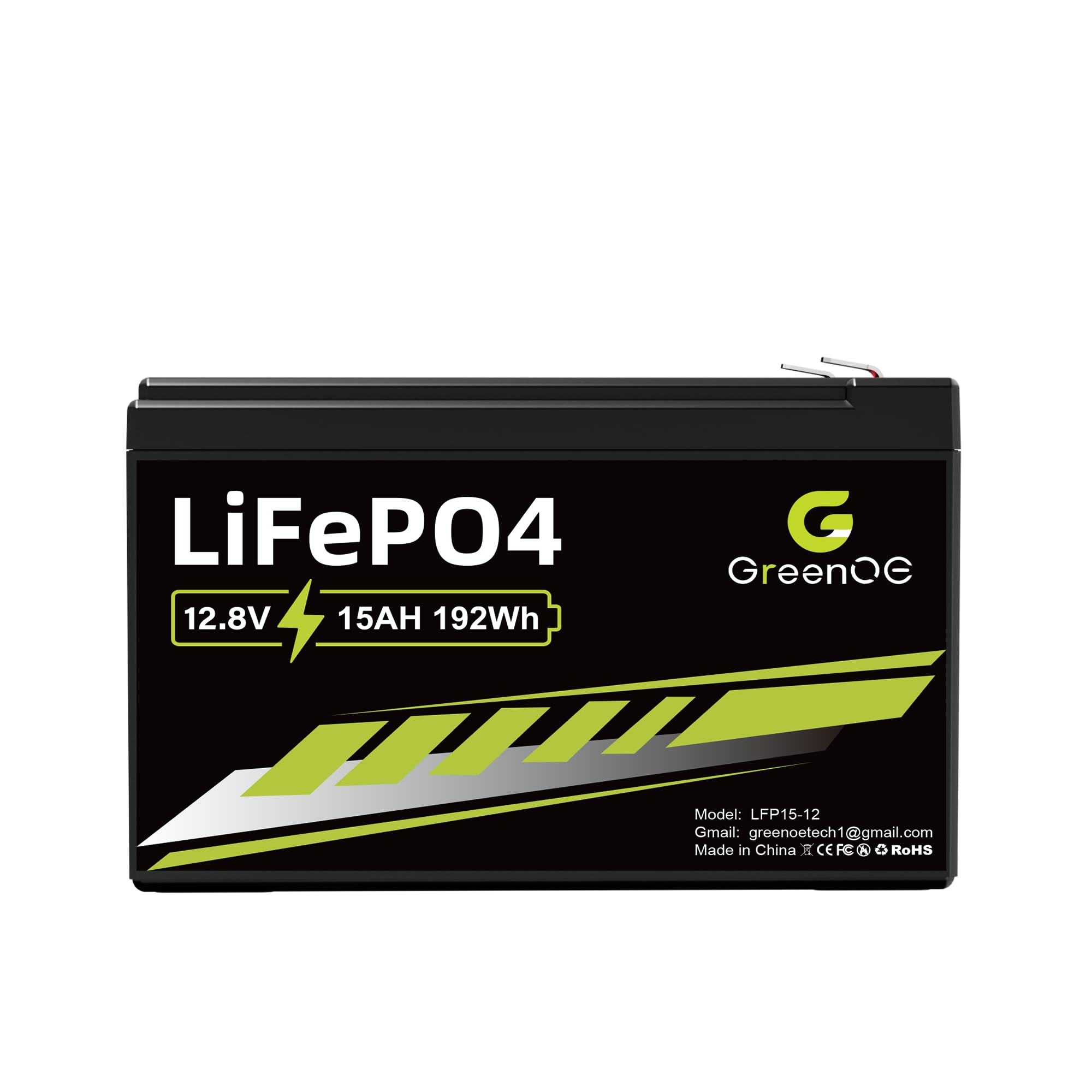 LiFePO4 Battery Pack, Lithium Iron Phosphate Rechargeable (12v15ah)