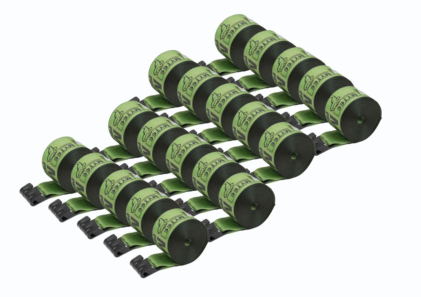 Mytee Products Winch Straps 4 x 30 Green Heavy Duty Tie Down w/Flat Hook WLL# 5400 lbs | 4 Inch Cargo Control for Flatbed Truck