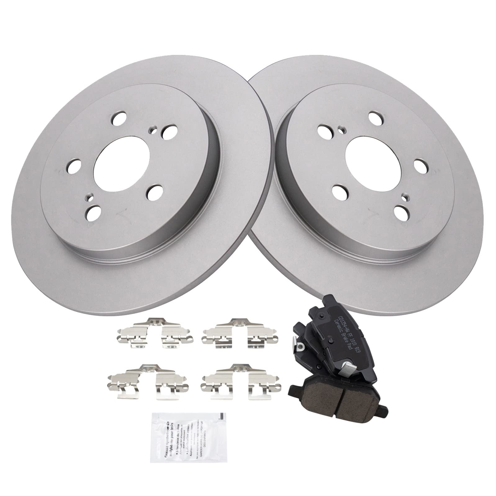 Trq Rear Ceramic Brake Pad & Coated Rotor Kit Compatible With Vibe Matrix 1.8 Corolla Xrs
