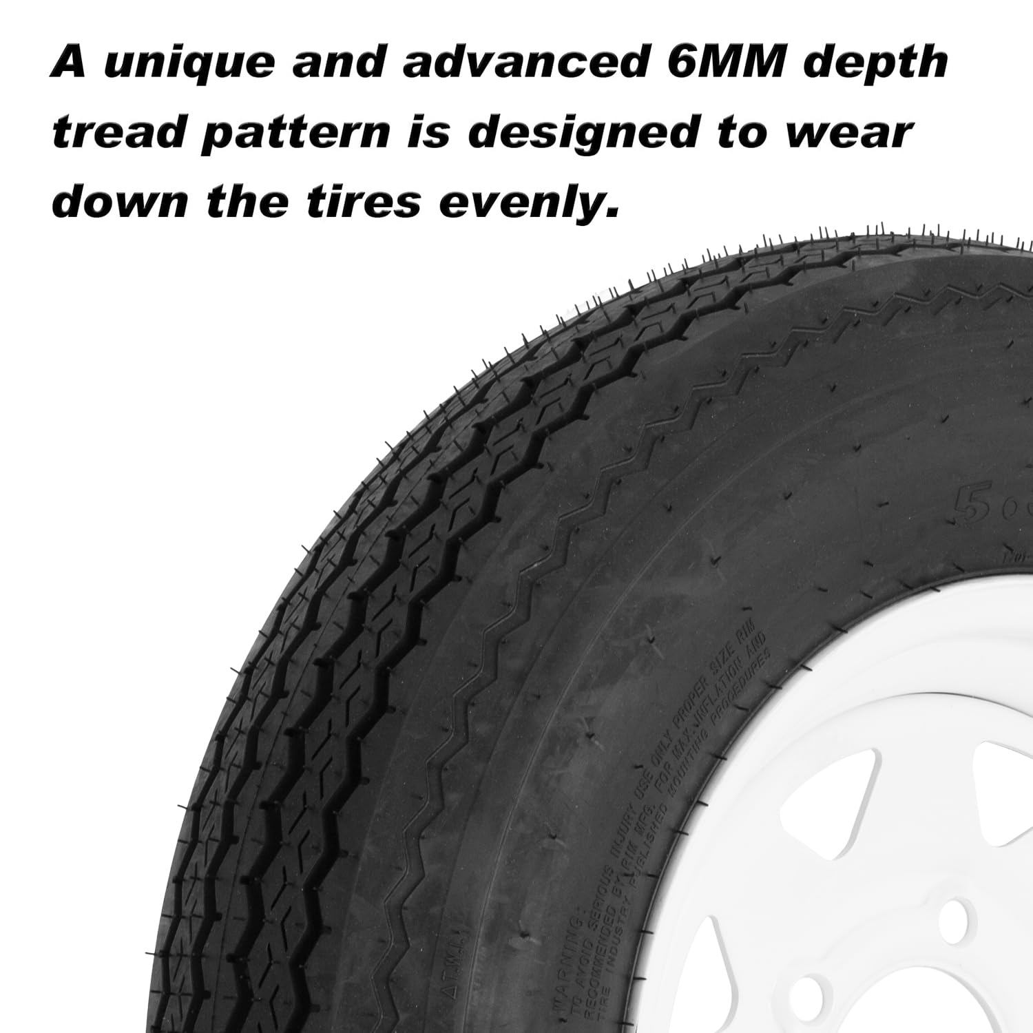 YUANXING 530-12 5.30-12 5.30 x 12 Trailer Tire on 12 '' White Rims - 5 Lug on 4-1/2 '' Wheel - Load Range C