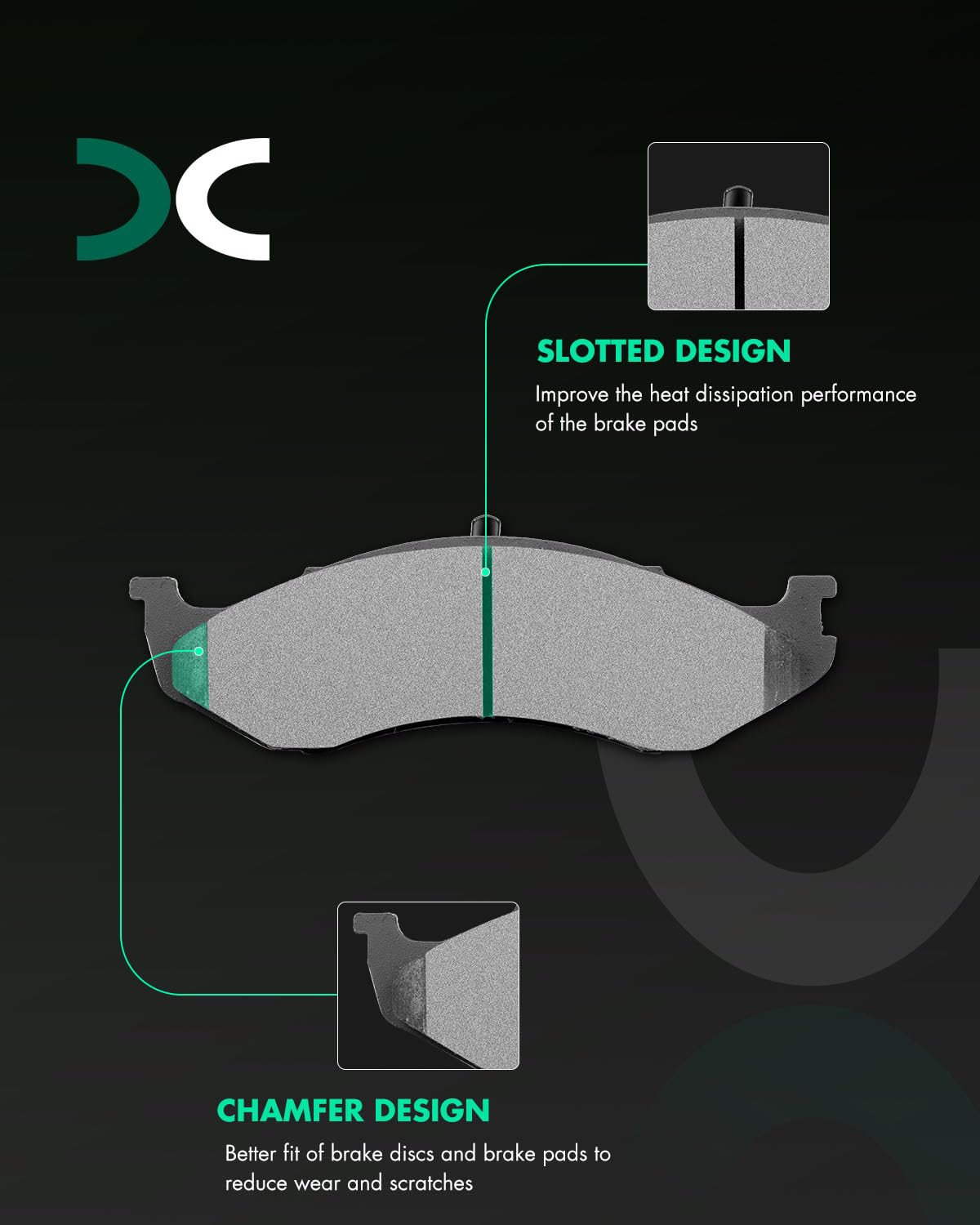Scitoo D477 Front Ceramic Brake Pads - Fit For Jeep Comanche, Cherokee, Grand Cherokee, Wagoneer, Wrangler