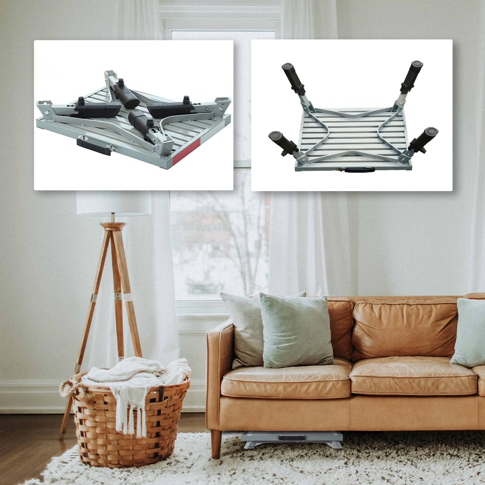 Homeon Wheels 19 X 14.5 Large Rv Step Stool, 1,500Lbs Adjustable Height Aluminum Folding Platform Step Sheath Non-Slip Rubber Feet, Reflective Stripe, Handle, Rv T Level Rv Steps