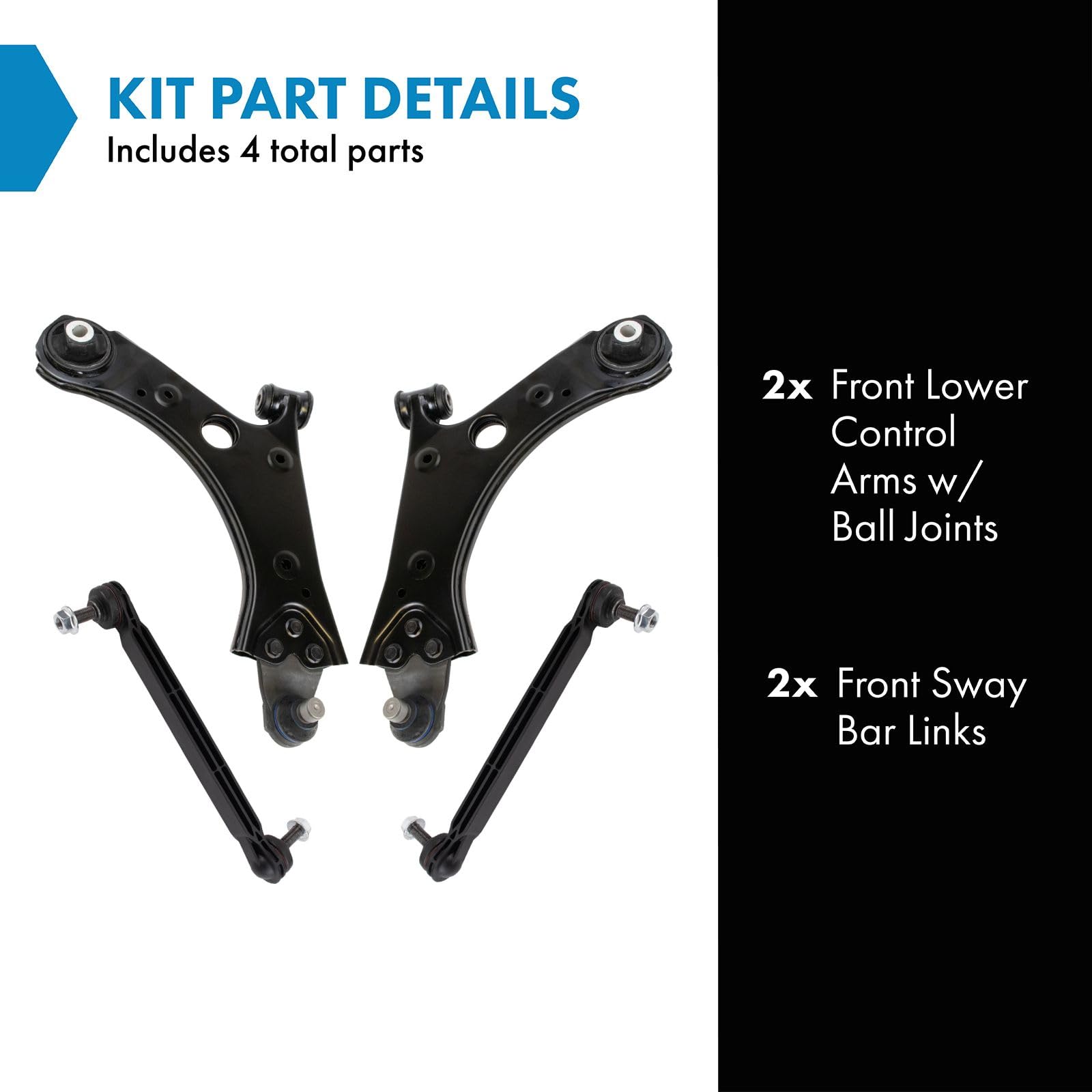 TRQ Front Suspension Kit Control Arm with Ball Joint Sway Bar Stabilizer Link Compatible with 2016-2019 Fiat 500X 2017-2021 Jeep