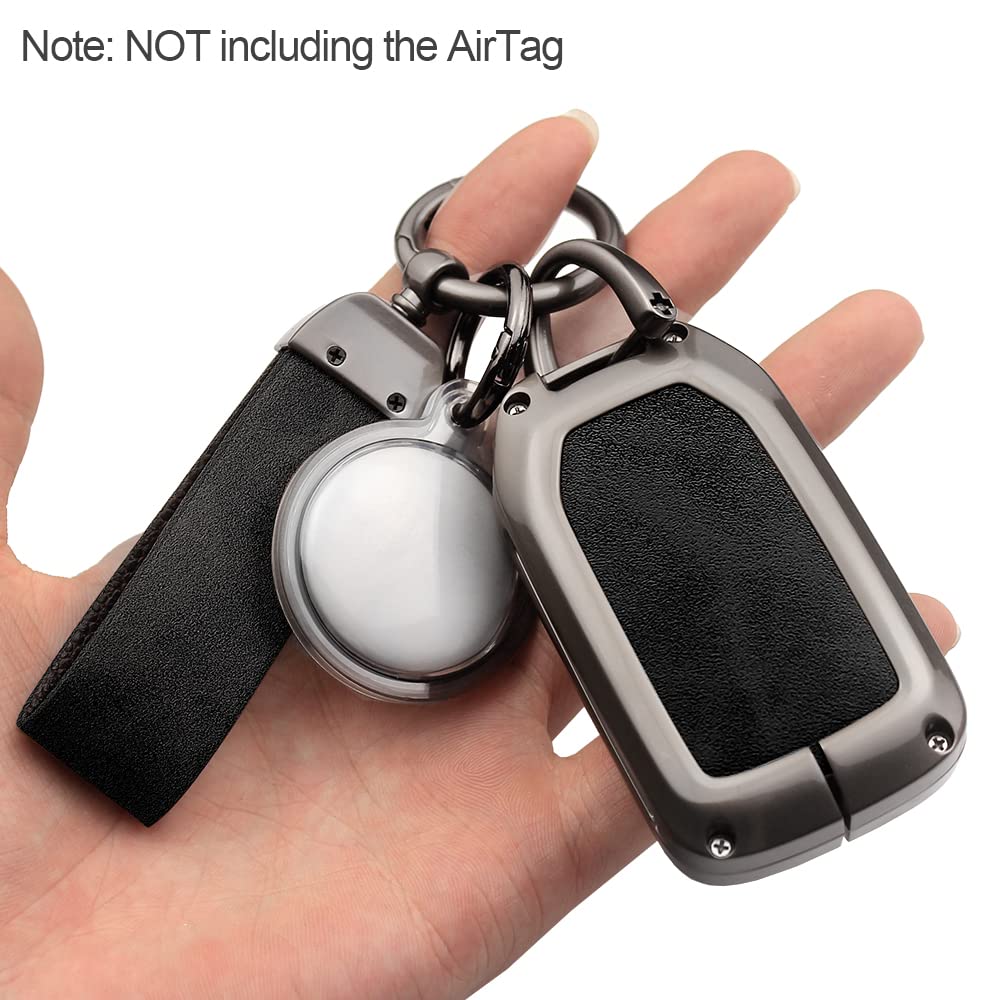 Kesenloe For Gmc Key Fob Cover With Airtag Keychain, Metal Shell Car Key Case Holder Full Protection For Chevrolet Chevy Silvera