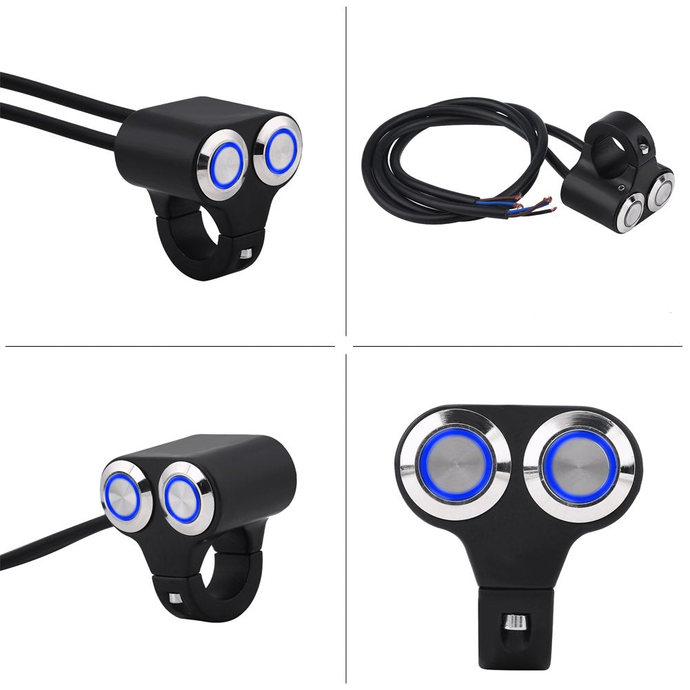 Motorcycle Handlebar Switch, 7/8Inch 22Mm Motorcycle Handlebar Switch Headlight Brake Fog Light On/Off Switch With Indicator Light(Type-A)