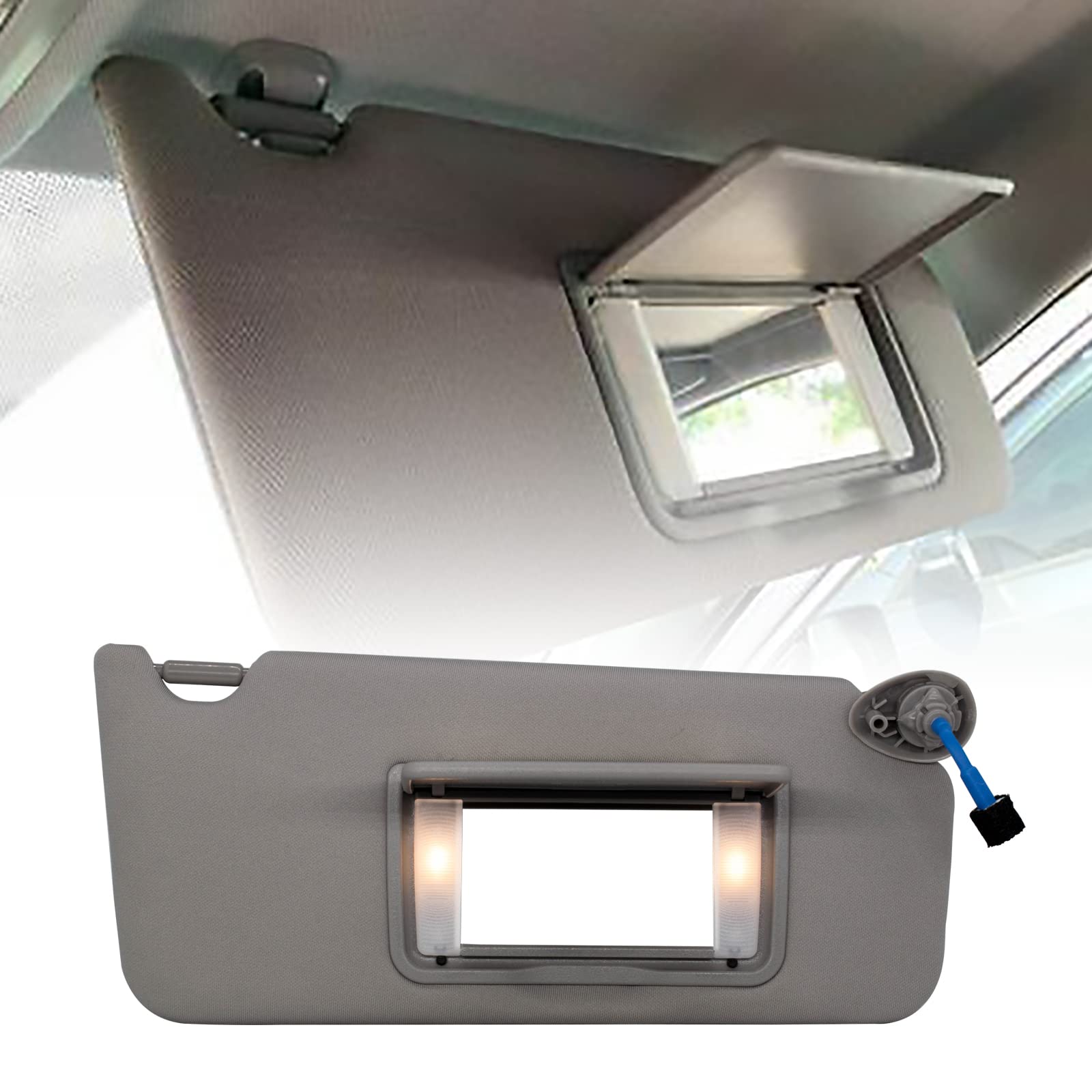 Passenger Right Sun Visor Compatible With Honda Accord 2008 2009 2010 2011 2012 2013 2014 2015 2016 2017 With Light Oem : 83230Ta0A91Za (Grey)