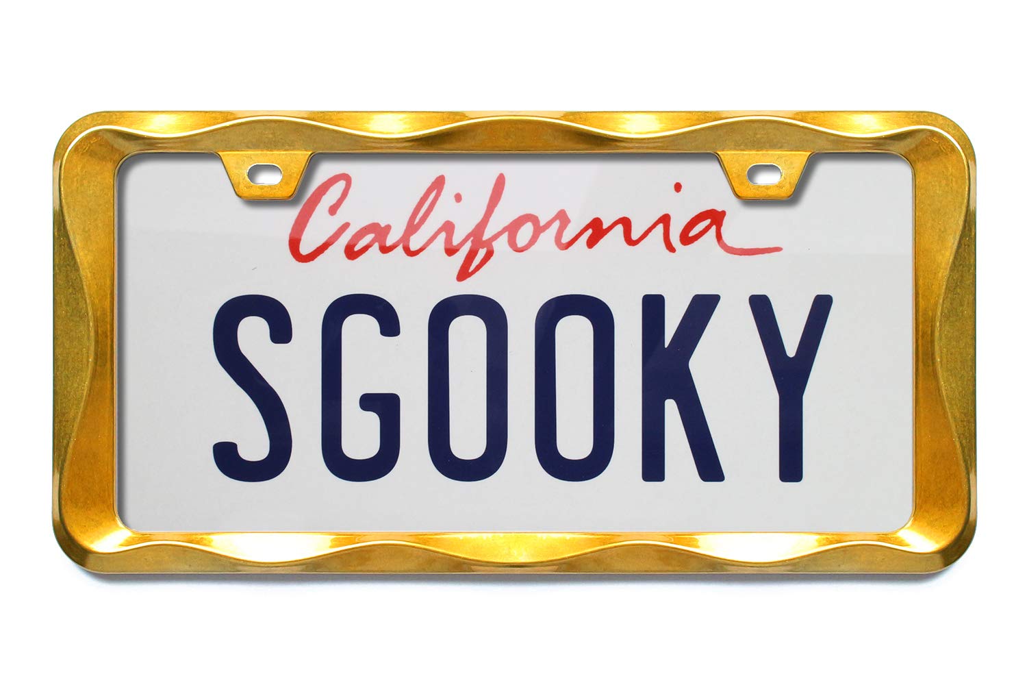 Sgooky 3D Curly Wave Pattern License Plate Holder Golden License Plate Frame From Pure Zinc Alloy Metal Perfect Plate Holder