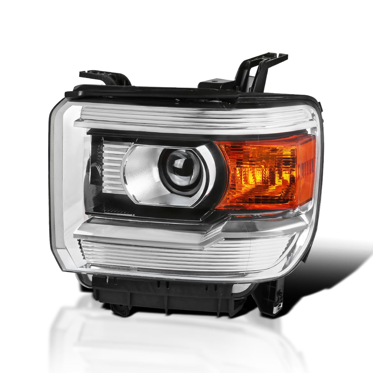 SPEC-D TUNING Chrome Housing Clear Lens Projector Driver Left Side Headlight Compatible with 2014-2015 GMC Sierra 1500 2500 3500 Base/Denali/SLE/SLT