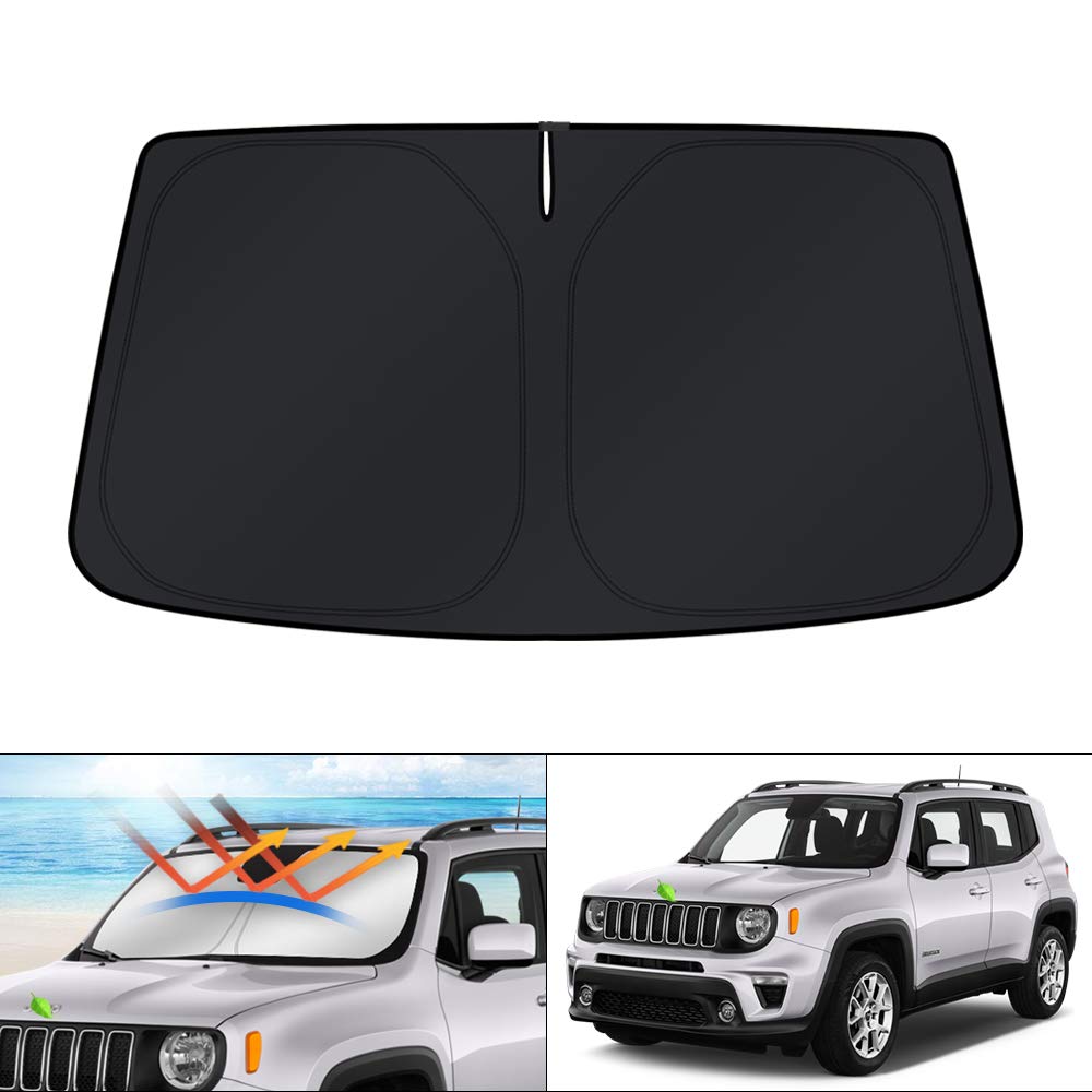 Kust Windshield Sun Shade For 2015-2024 Jeep Renegade Accessories Sunshade Window Shade Sun Visor Protector Foldable Blocks Uv R