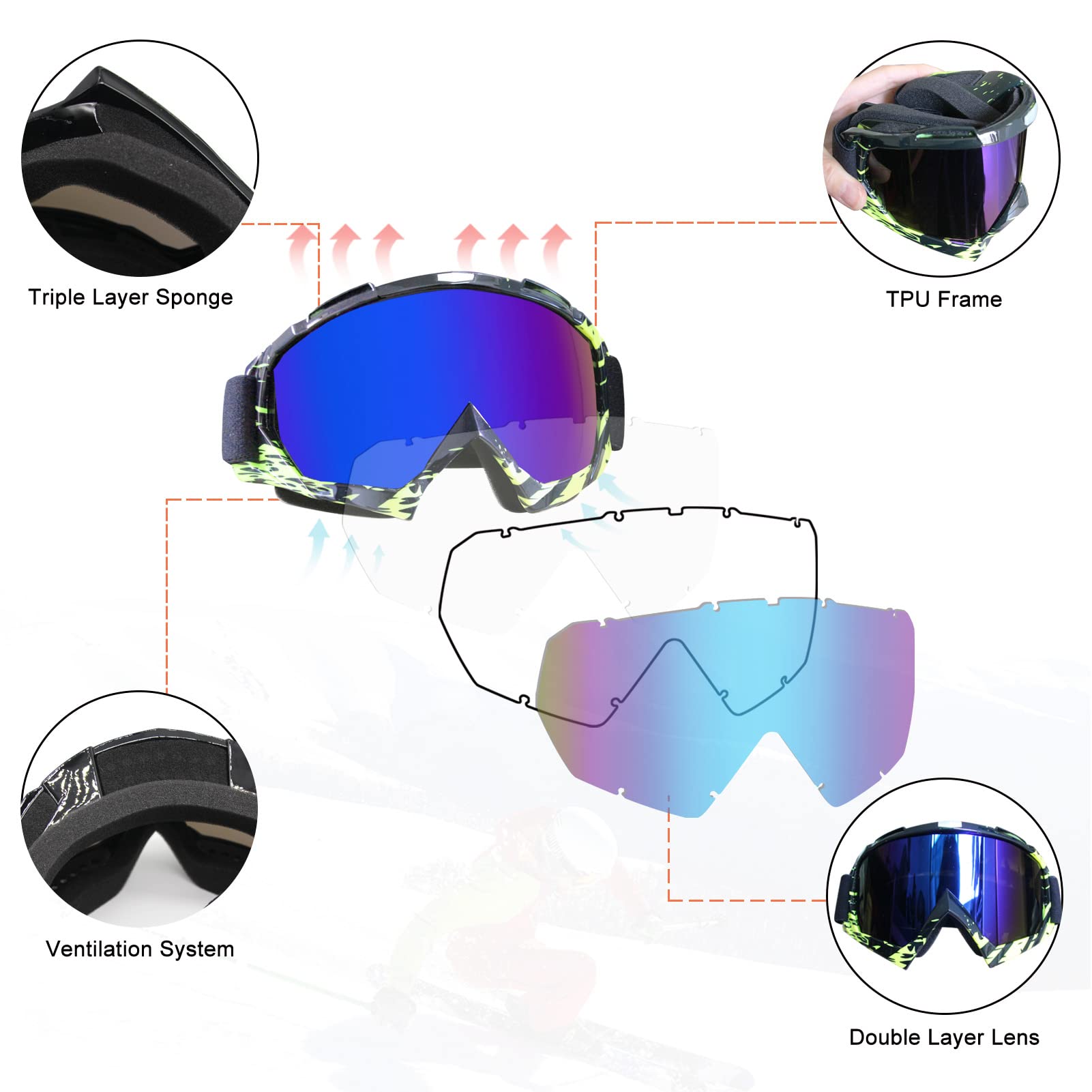 Dirt Bike Goggles Atv Motocross Goggles Motorcycle Goggles Mx Off Road Goggles For Men Women Adult Youth Riding Racing