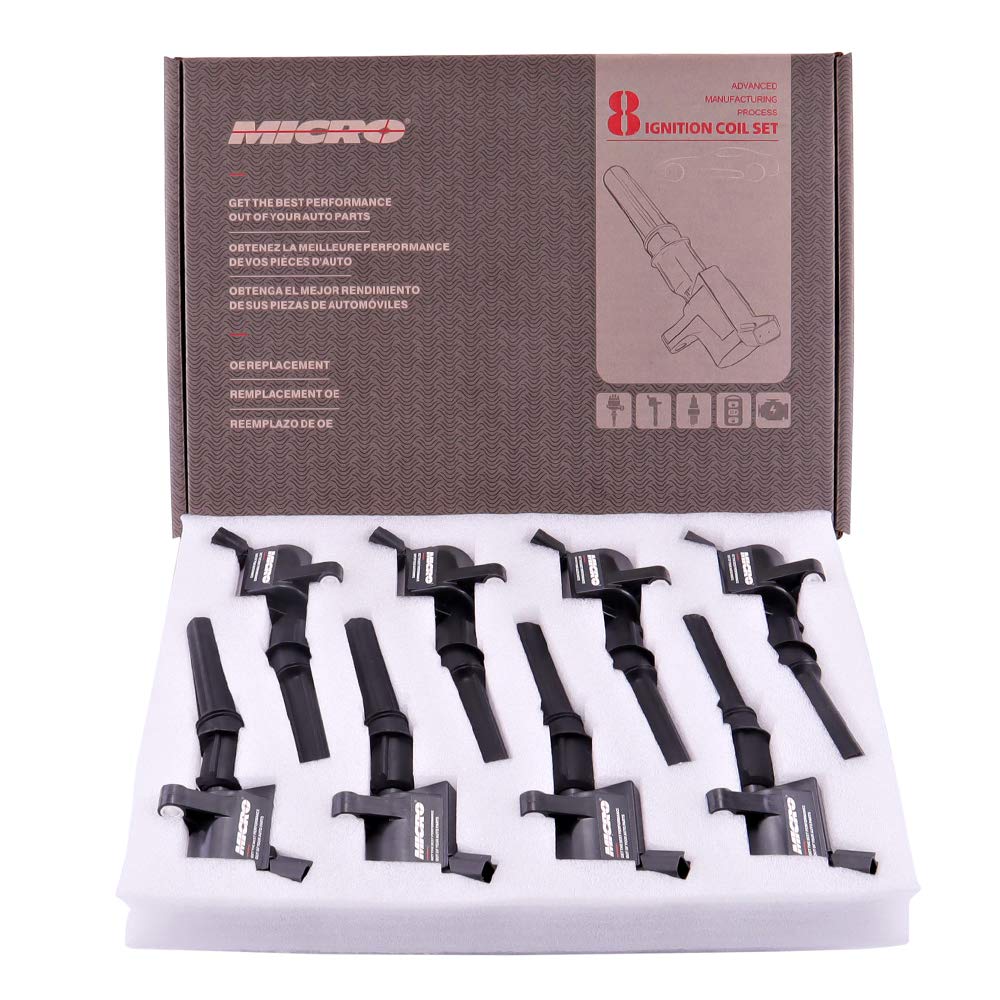Micro Set of 8 Curved Boot Ignition Coil Pack Compatible with Ford Lincoln Mercury 4.6L 5.4L V8 Replacement for DG508 C1454 C141
