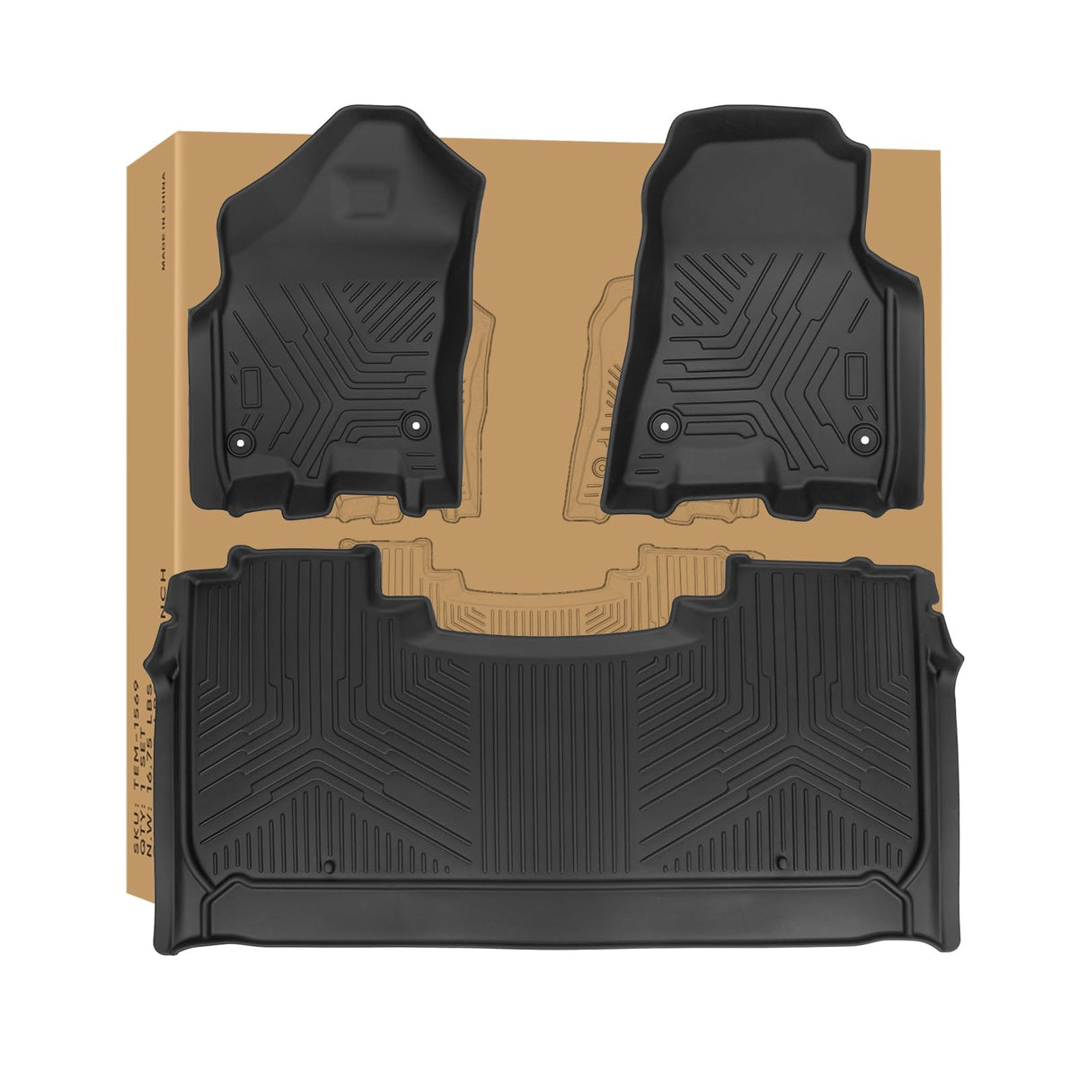 Weize Floor Mats Cargo Liner For Dodge Ram 1500 Crew Cab 2019-2024 New Body (Not Classic Models) Rear Row With Under-Seat Storag