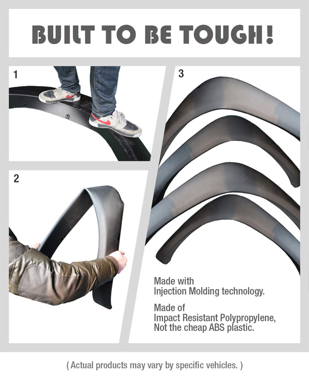 Tyger Auto Tg-Ff6D4208 For 2002-2008 Dodge Ram 1500; 2003-2009 Ram 2500 3500 (Only Fit 8' Truck Bed) | Paintable Fine-Textured Matte Black Factory Style Fender Flare Set, 4 Piece