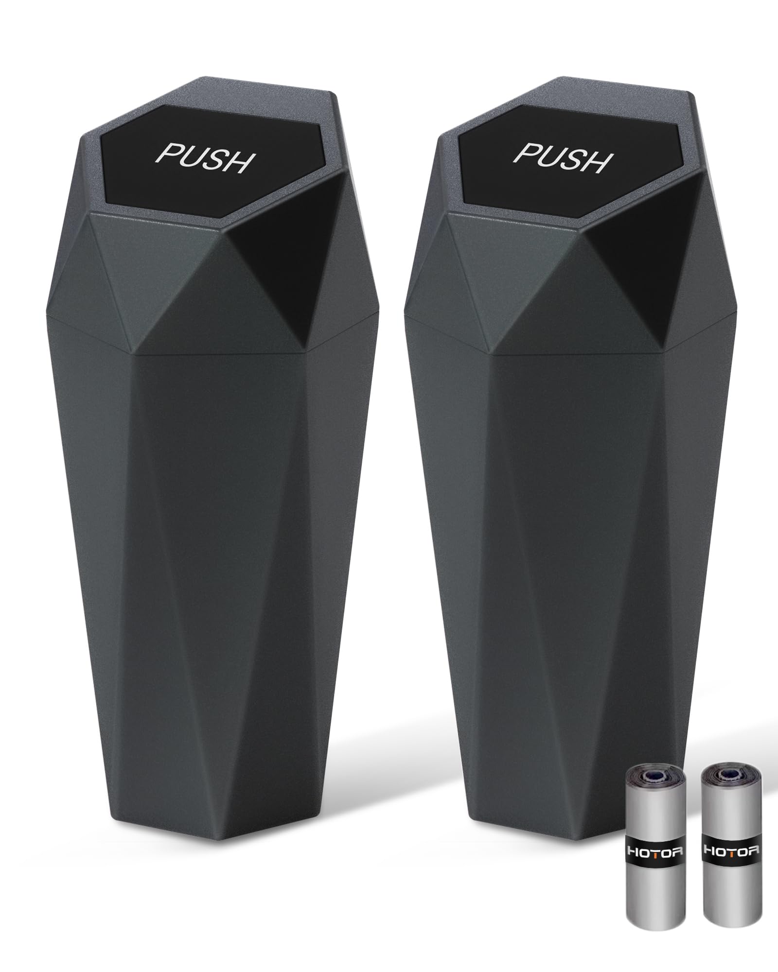 Hotor Car Trash Can With Lid - 2 Pack, Mini Essential Car Accessories For Interior, Leakproof Garbage Can With 30 Attached Trash