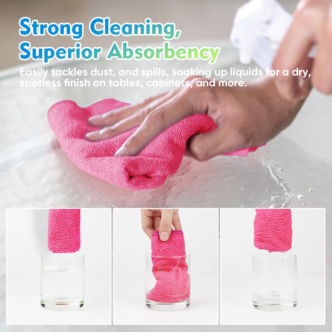 Homexcel Pink Microfiber Cleaning Cloth 12 Pack, 12.5 X 12.5 Inch Microfiber Towels For Cars, Ultra Absorbent Car Washing Cloth,