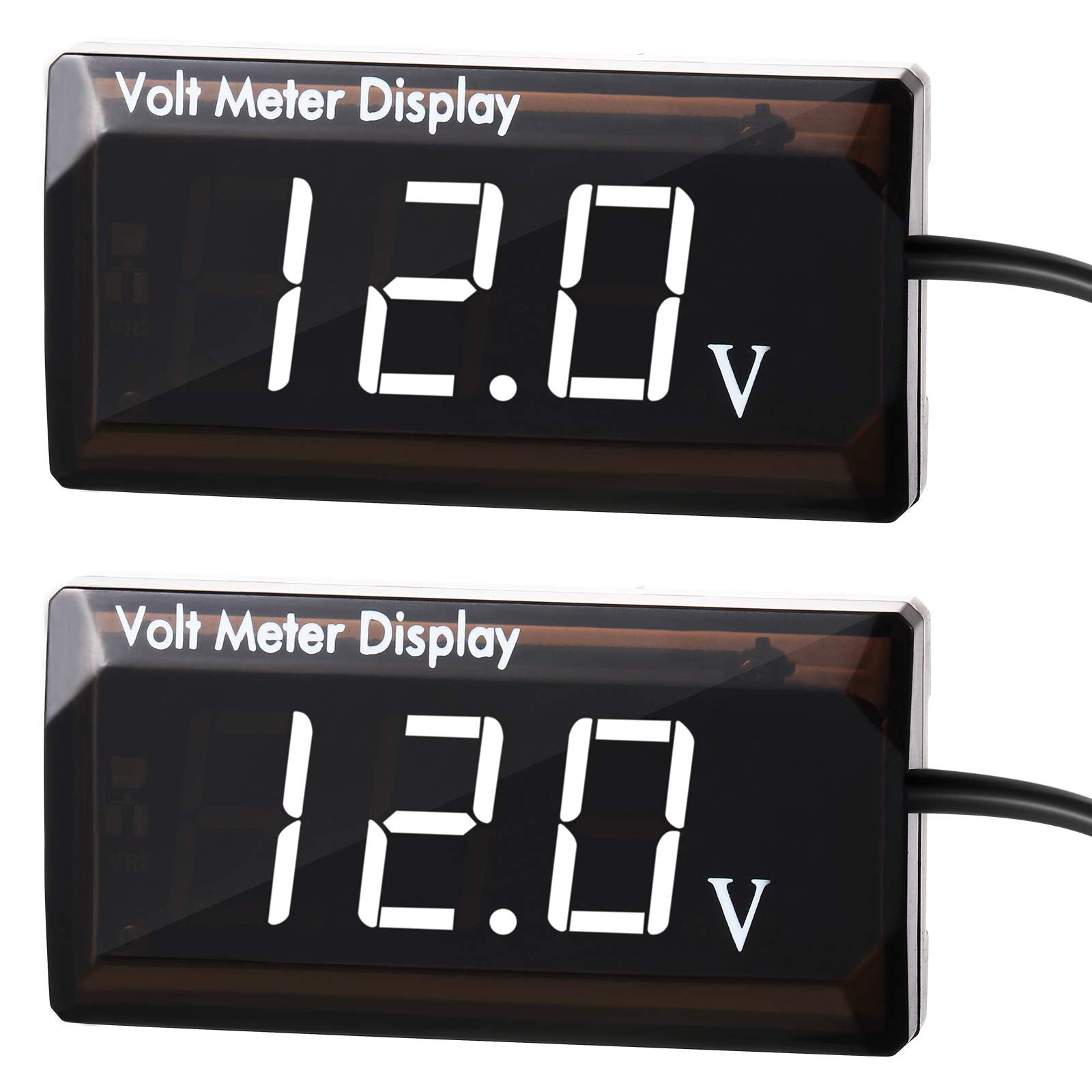 2 Pieces Dc 4 To 28V Car Digital Voltmeter 12V Voltage Meter Car Audio Gauge Led Display 12V Waterproof Voltage Gauge Meter For